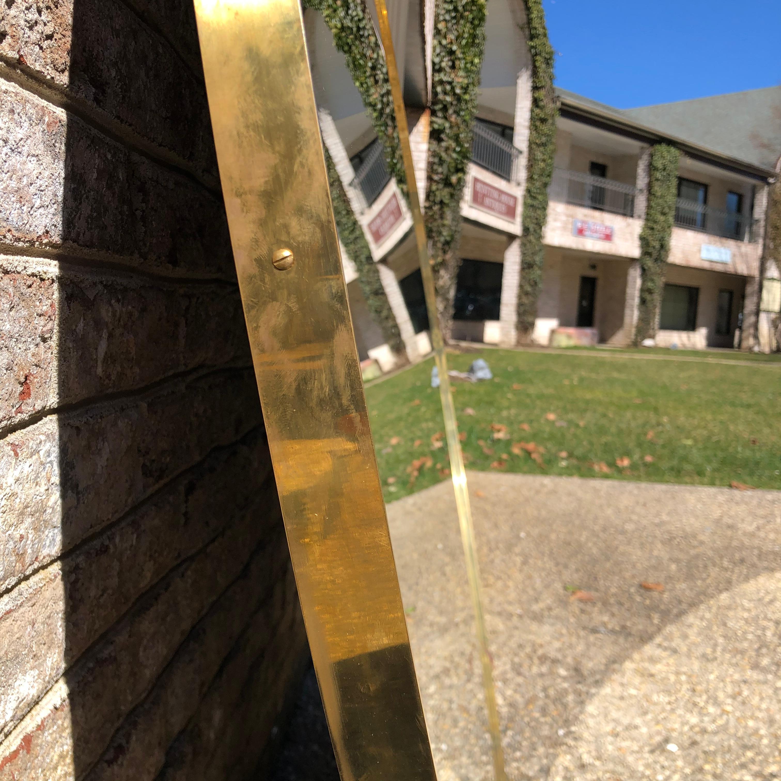 Pair of Large Modern Brass Framed Mirrors 1