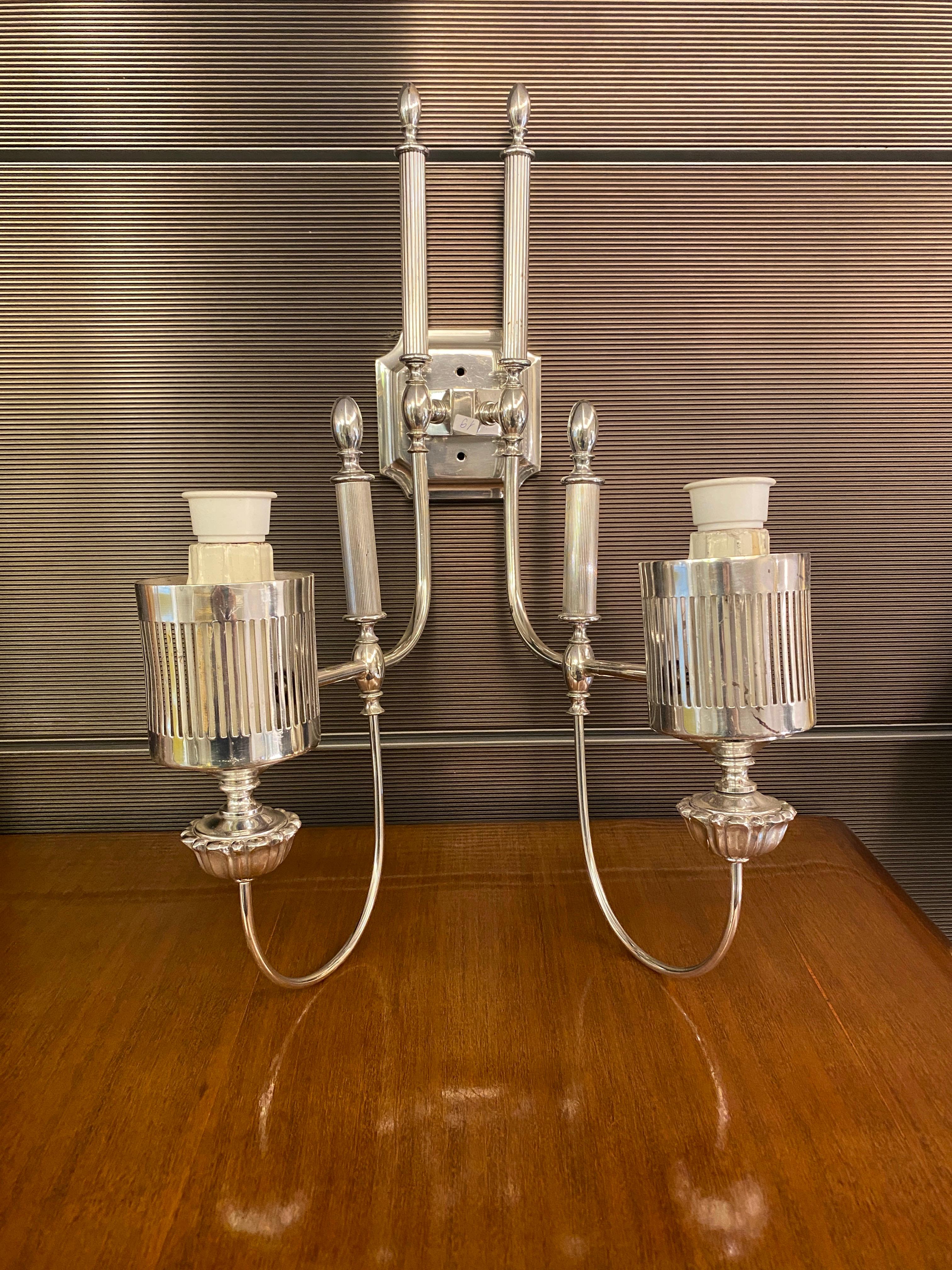 Pair of Large Modern Chrome Sconces  1970 For Sale 3