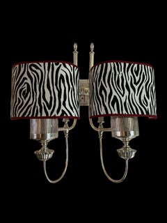 Pair of Large Modern Chrome Sconces  1970