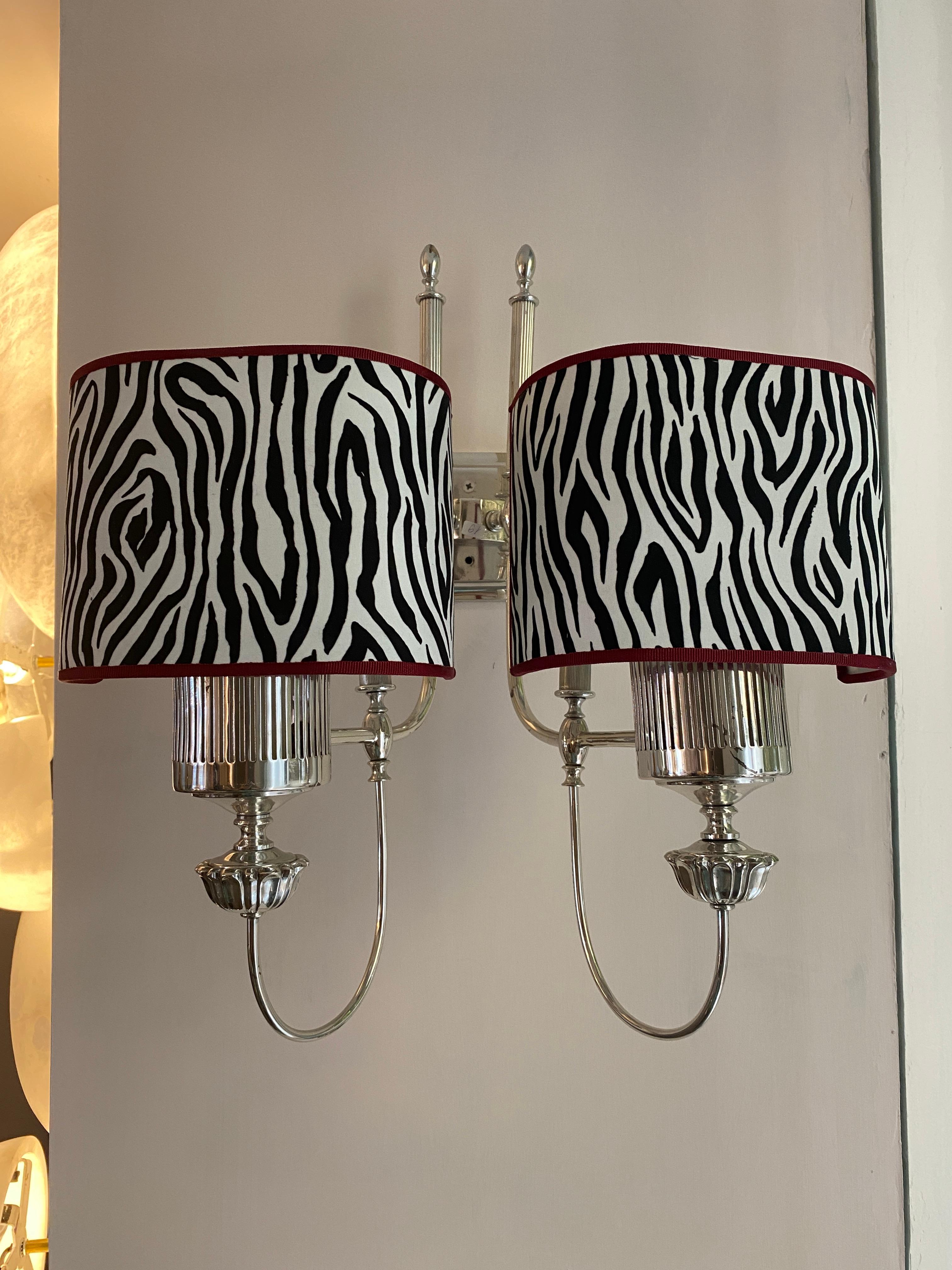 Mid-Century Modern Pair of Large Modern Chrome Sconces  1970 For Sale
