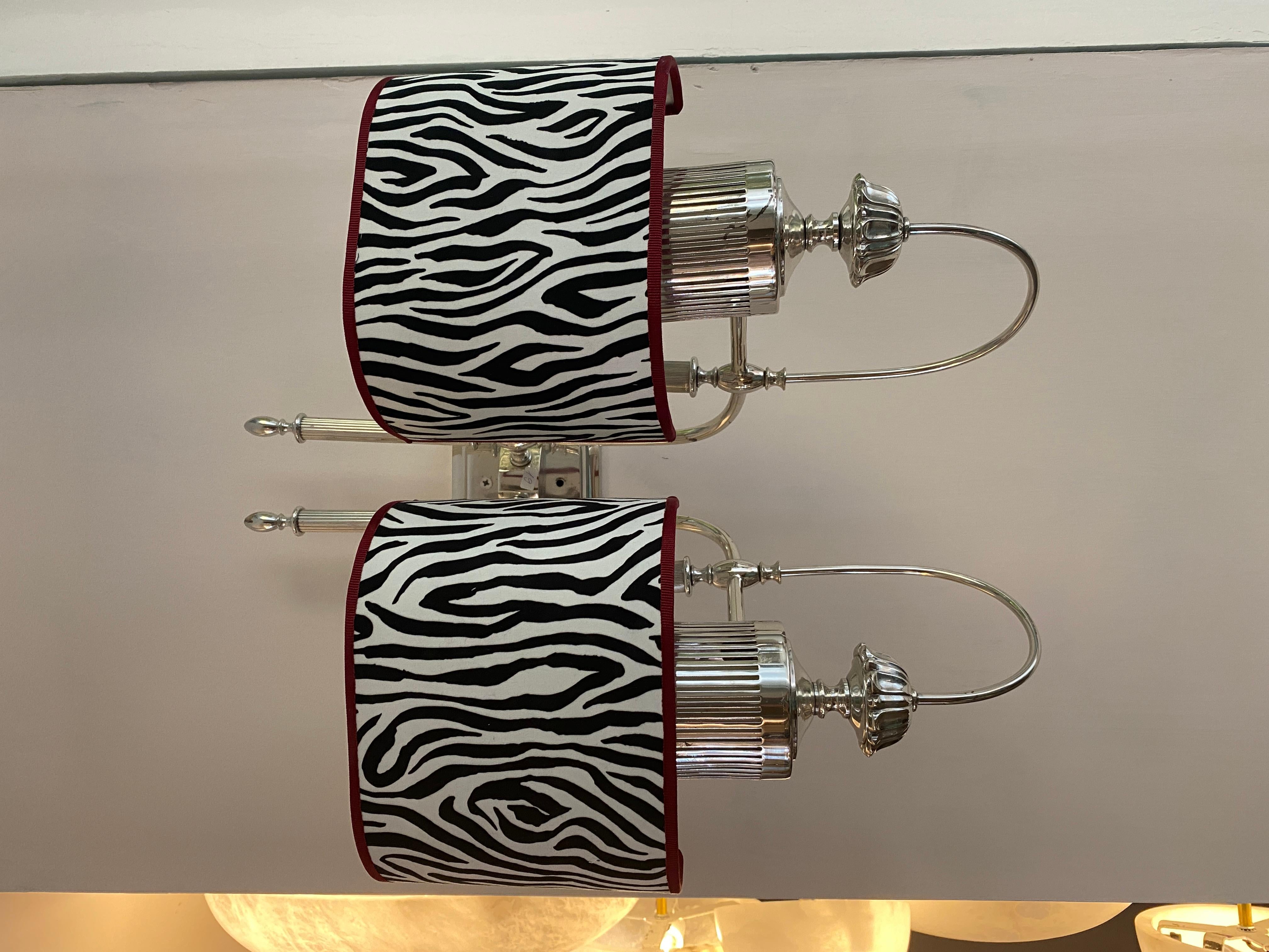 Italian Pair of Large Modern Chrome Sconces  1970 For Sale