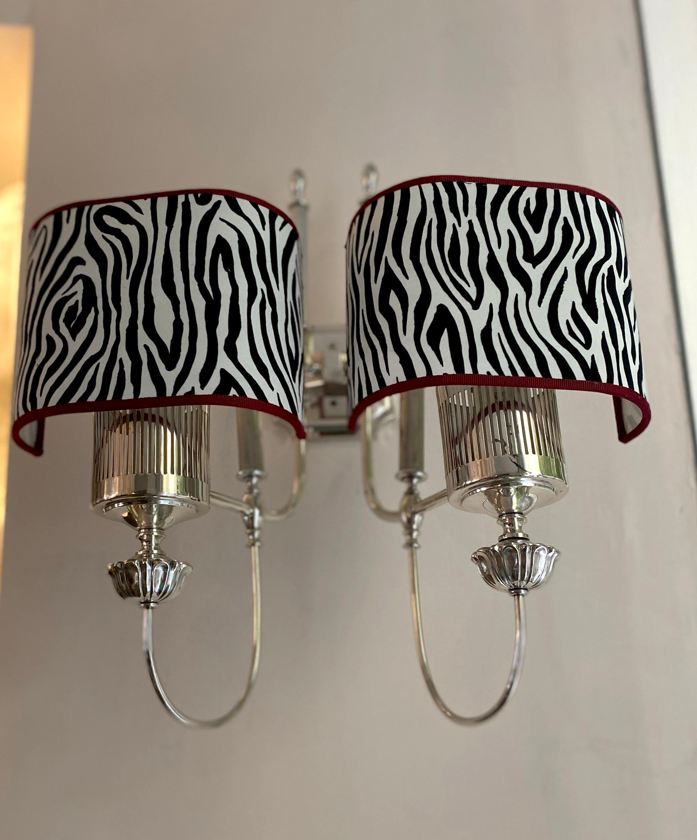 Pair of Large Modern Chrome Sconces  1970 In Excellent Condition For Sale In Rome, IT