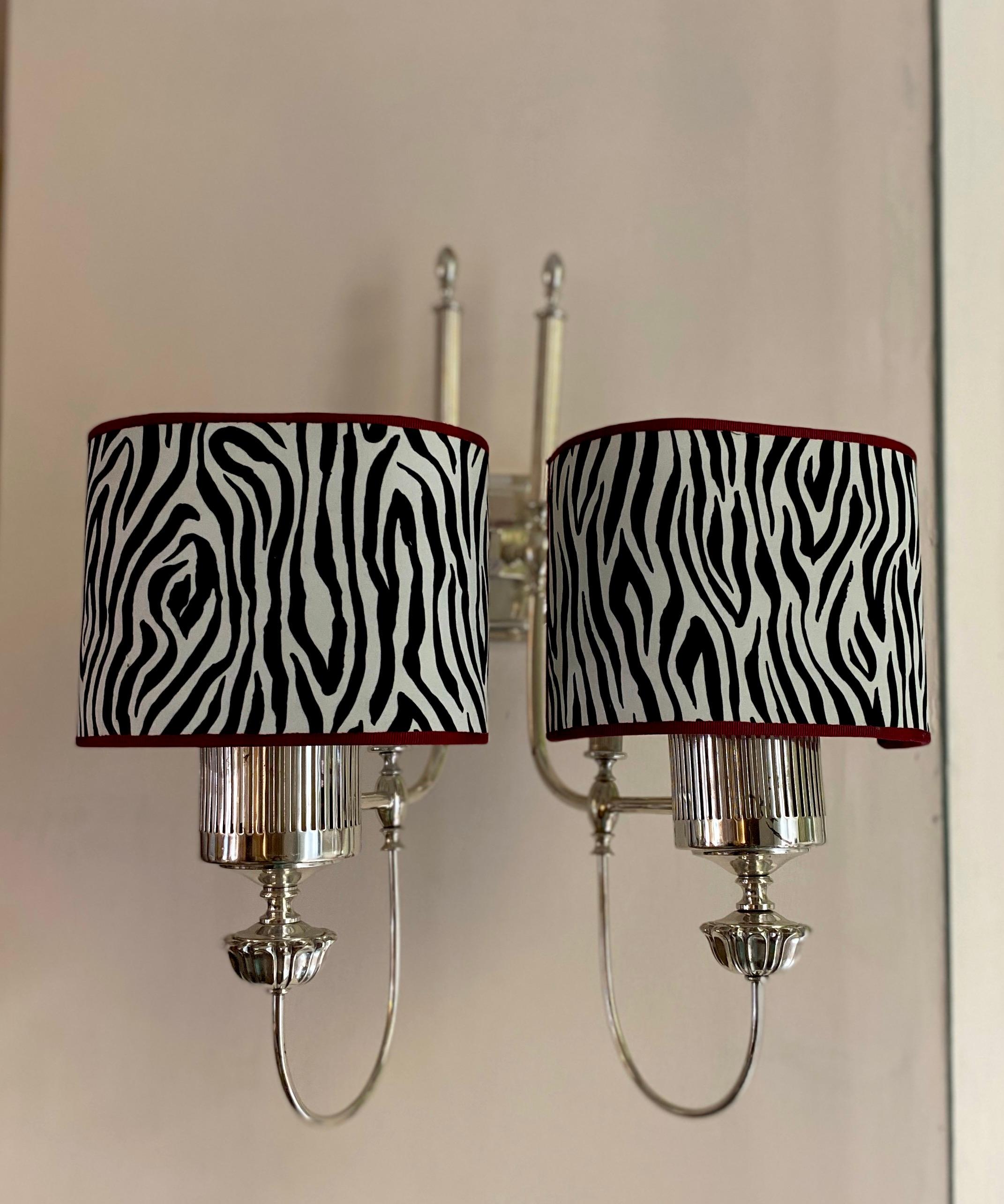 Pair of Large Modern Chrome Sconces  1970 For Sale 1