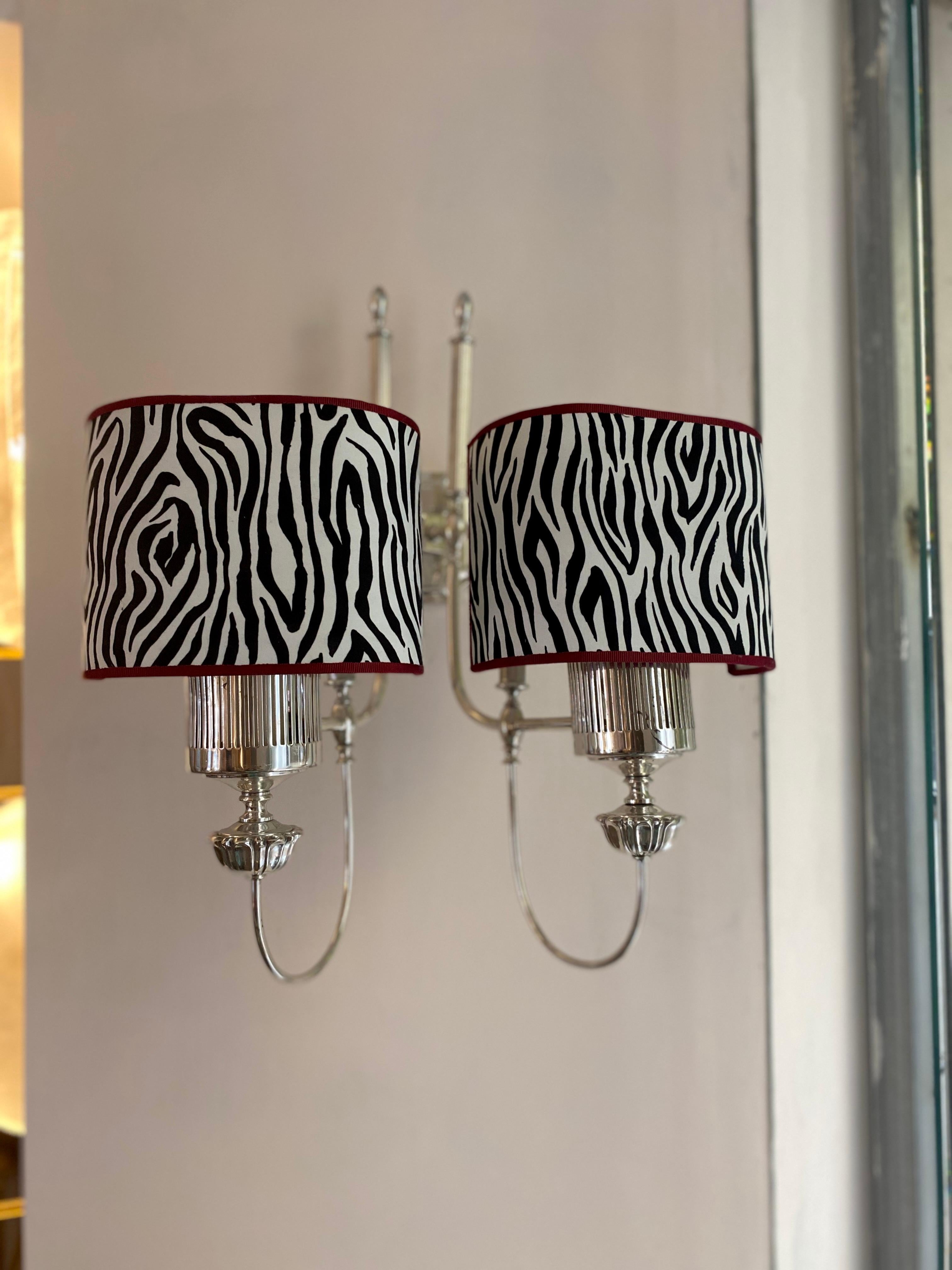Pair of Large Modern Chrome Sconces  1970 For Sale 1