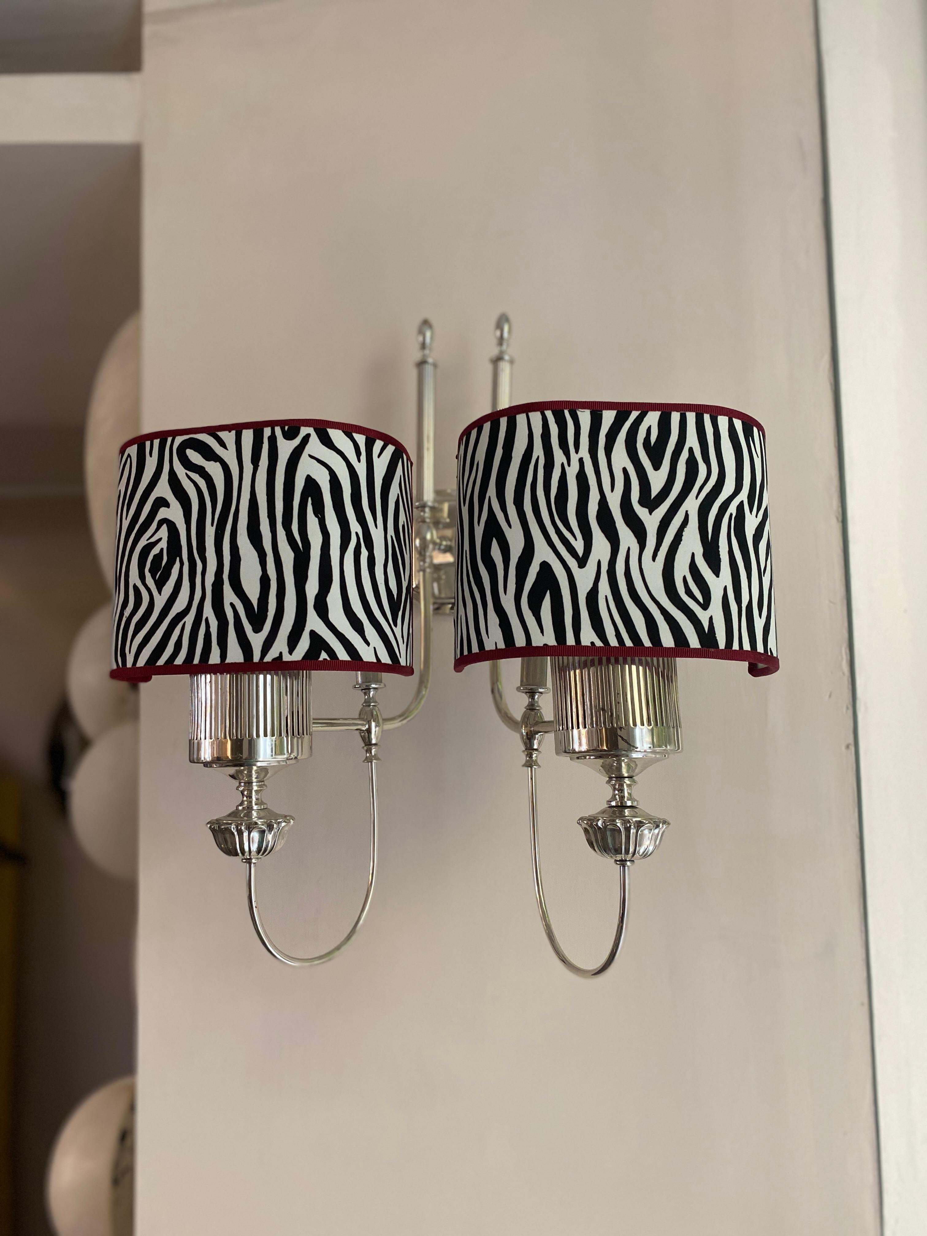 Pair of Large Modern Chrome Sconces  1970 For Sale 2