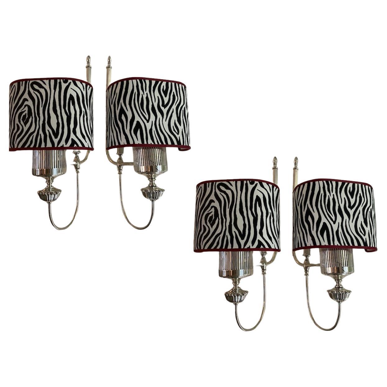 Pair of Large Modern Chrome Sconces  1970
