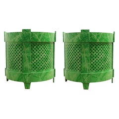 Pair of Large Modern Custom Green Planters