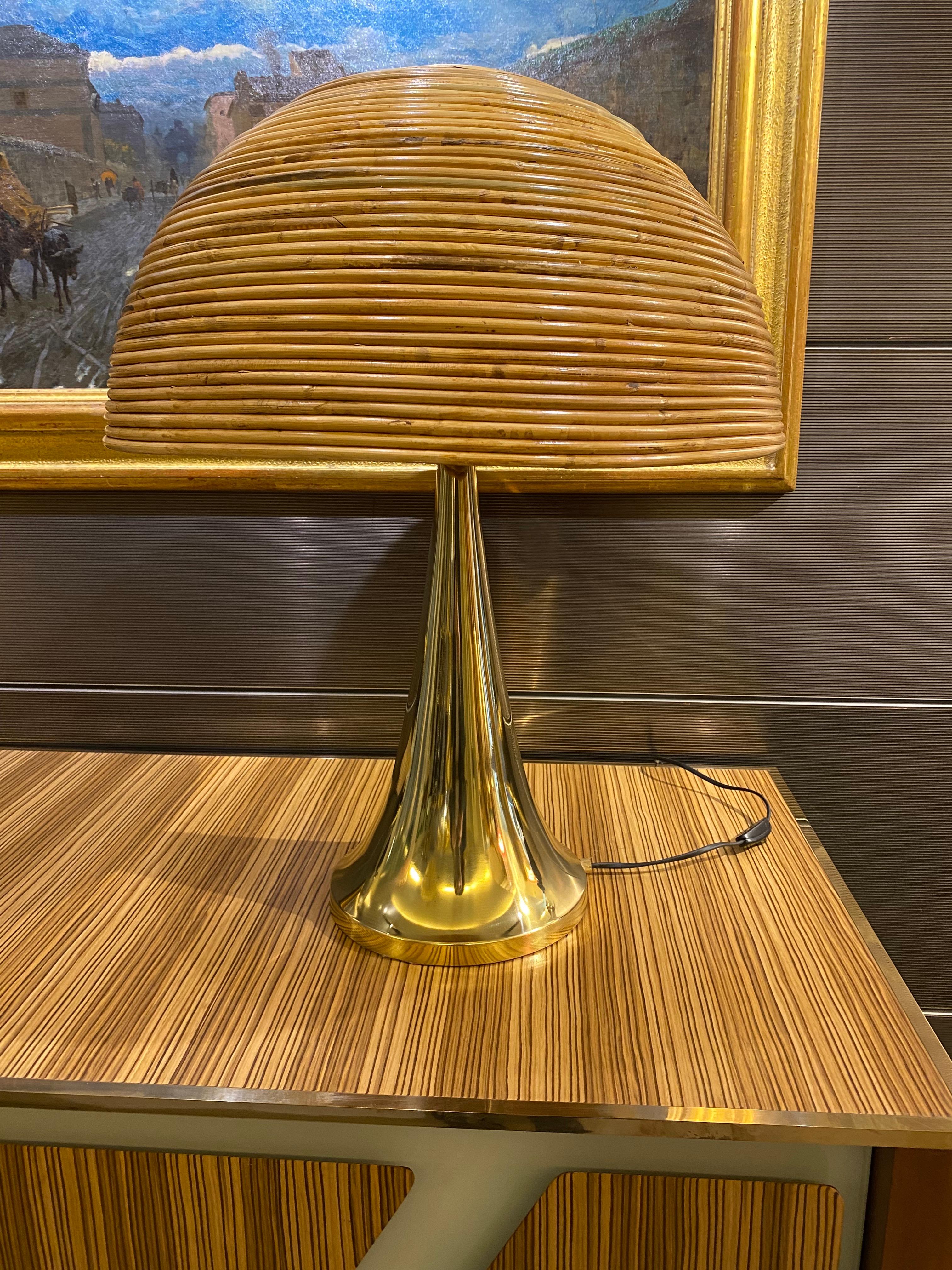 Bambou Paire de grandes lampes de table modernes à la manière de Gabriella Crespi en vente