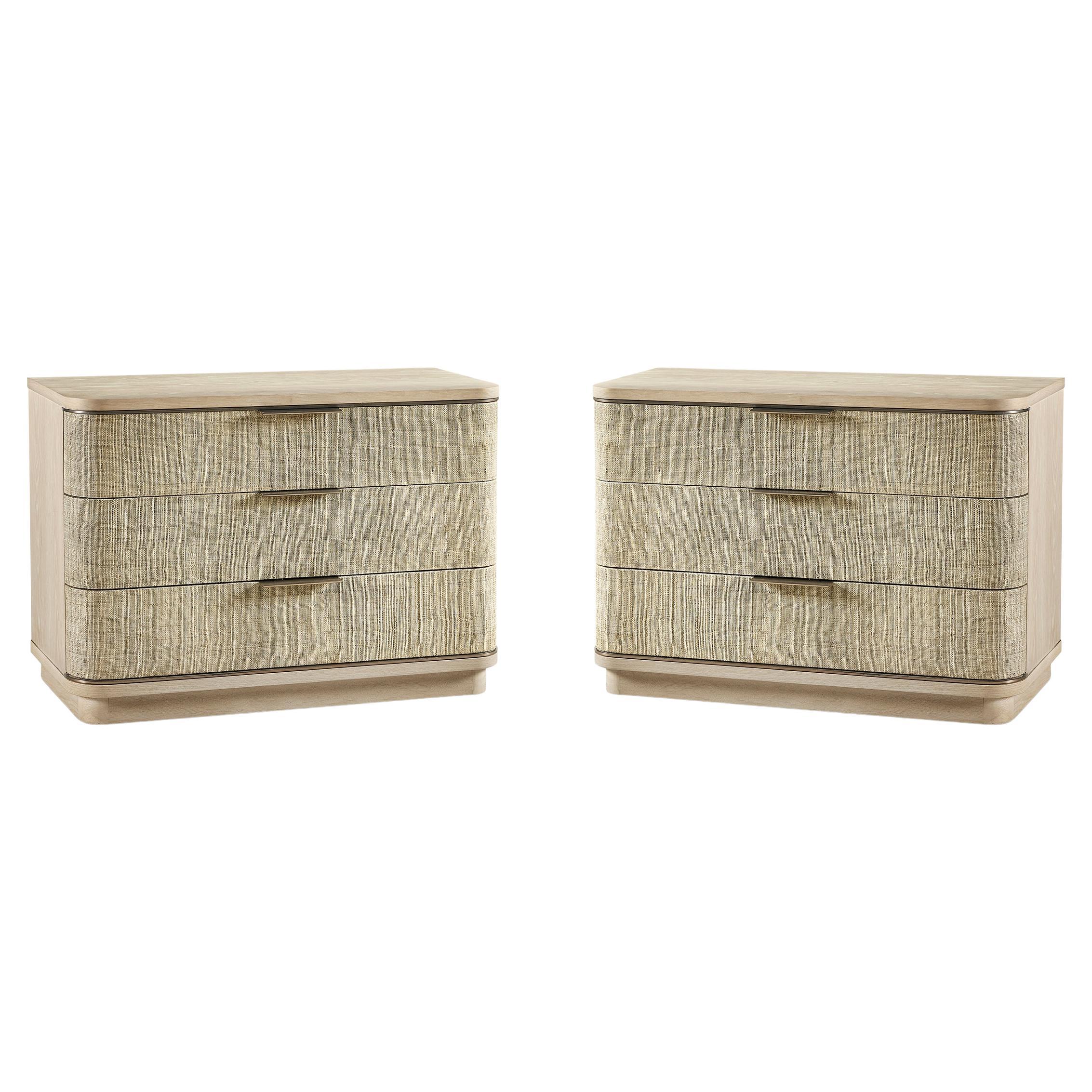 Pair of Large Modern Woven Nightstands