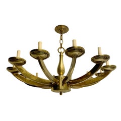 Vintage Pair of Large Moderne Bronze Chandeliers, Sold Individually
