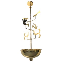 Pair of Large Moderne Bronze Light Fixtures