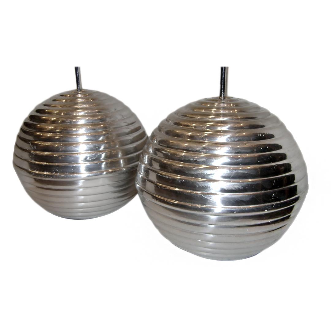 Plated Pair of Large Moderne Lamps For Sale