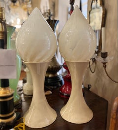 Pair of Large Moderne Lamps with Opaline Shades