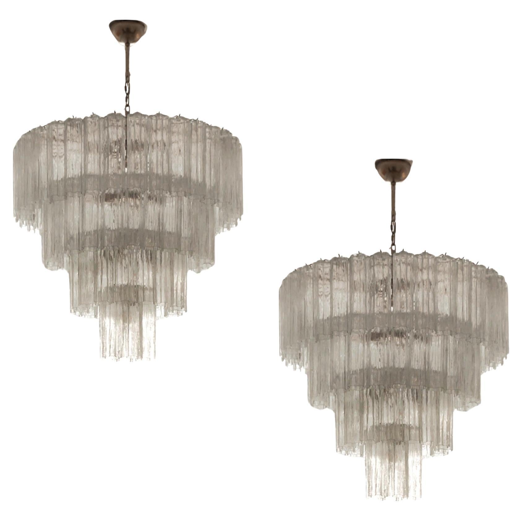 Pair of Large Murano Chandeliers in the of style of Venini