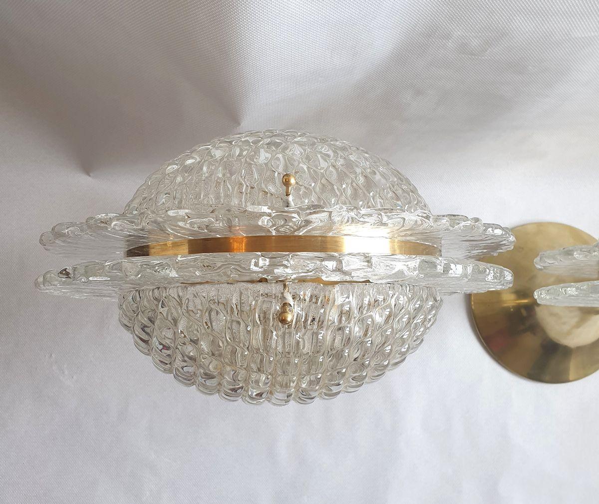 Pair of Large Murano Glass and Brass Table Lamps 4