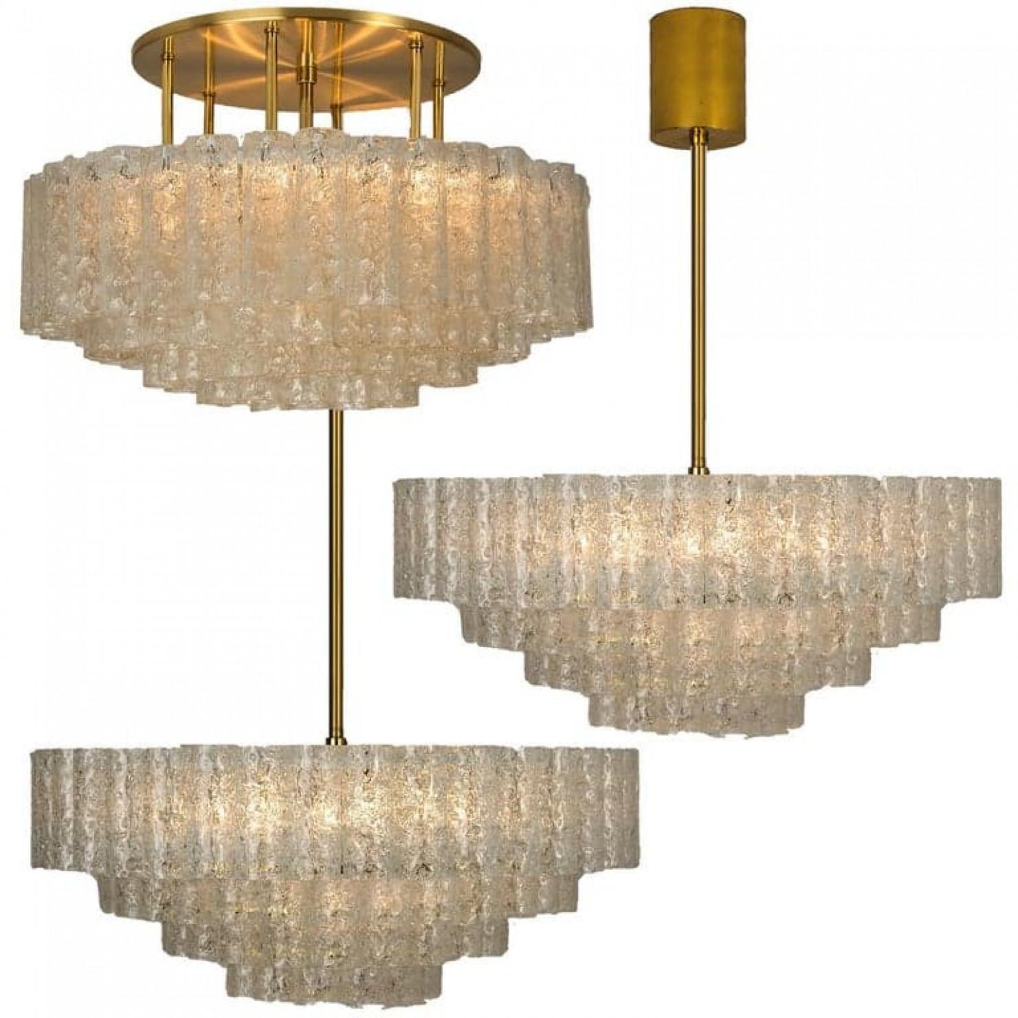 Paire de grands lustres en verre de Murano par Doria, années 1960 en vente 6