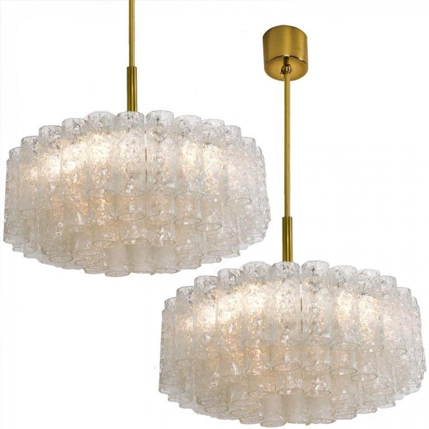 Paire de grands lustres en verre de Murano par Doria, années 1960 en vente 7