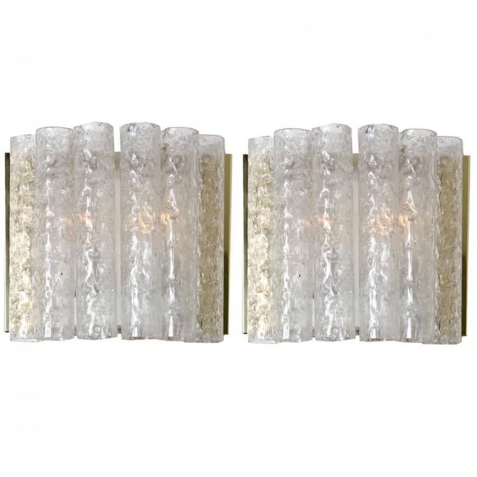 Paire de grands lustres en verre de Murano par Doria, années 1960 en vente 8