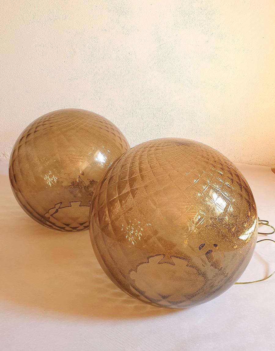 Italian Large Murano Glass Lamps, Mazzega Style - a pair