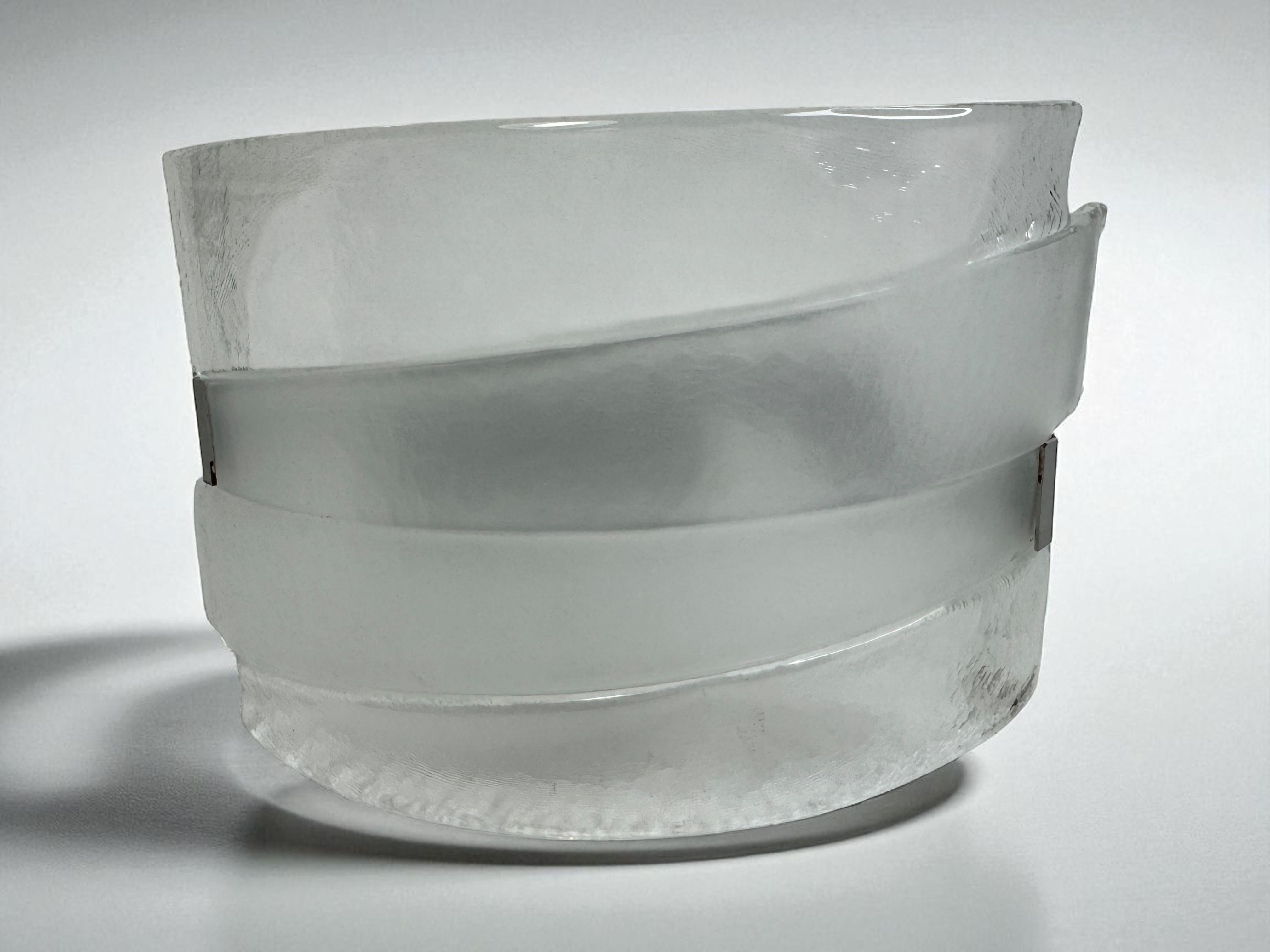 Paar große Murano-Glasscheiben Wandleuchten von Mazzega Italien 1970er Jahre im Angebot 9