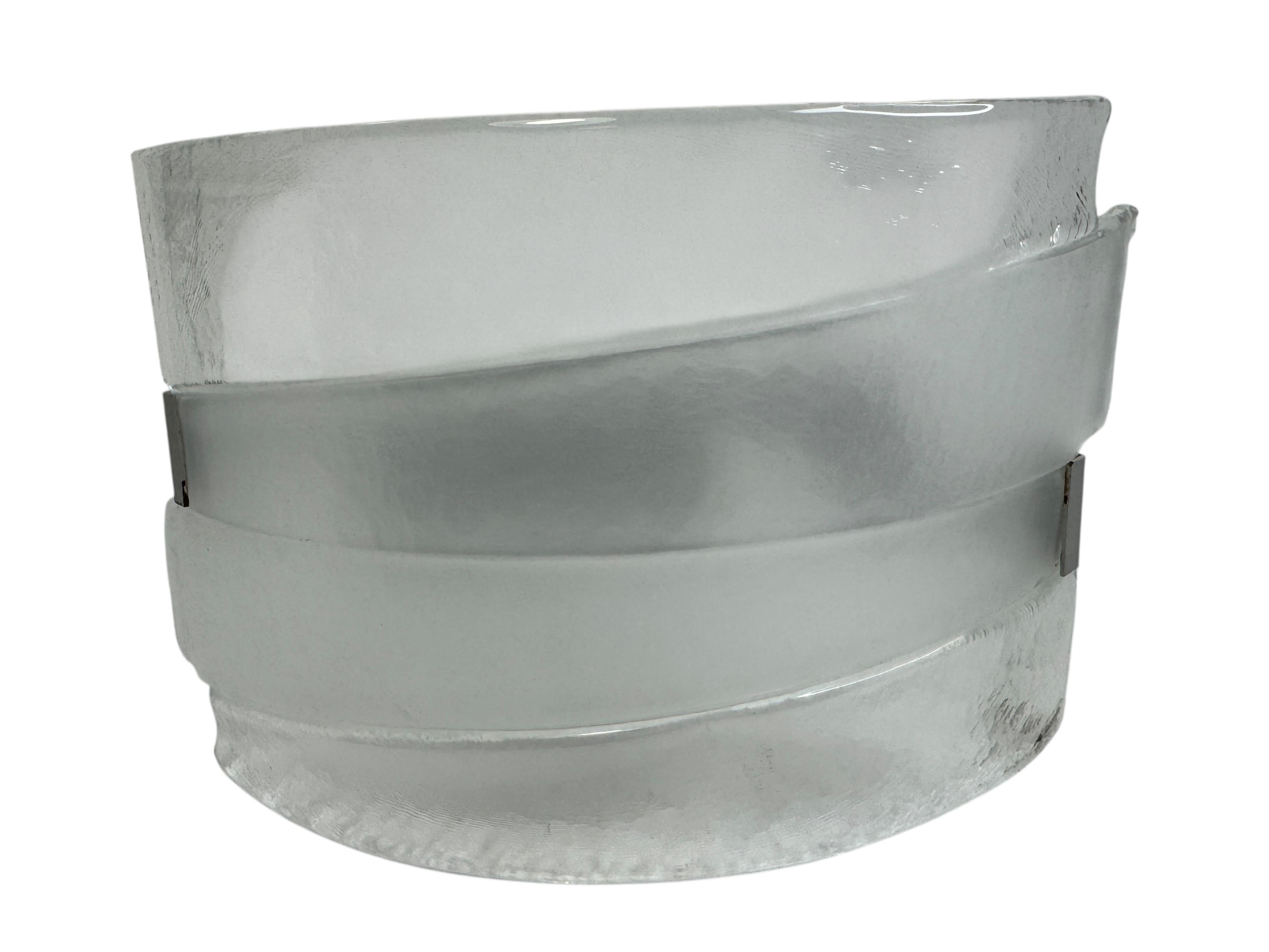 Paar große Murano-Glasscheiben Wandleuchten von Mazzega Italien 1970er Jahre im Angebot 2