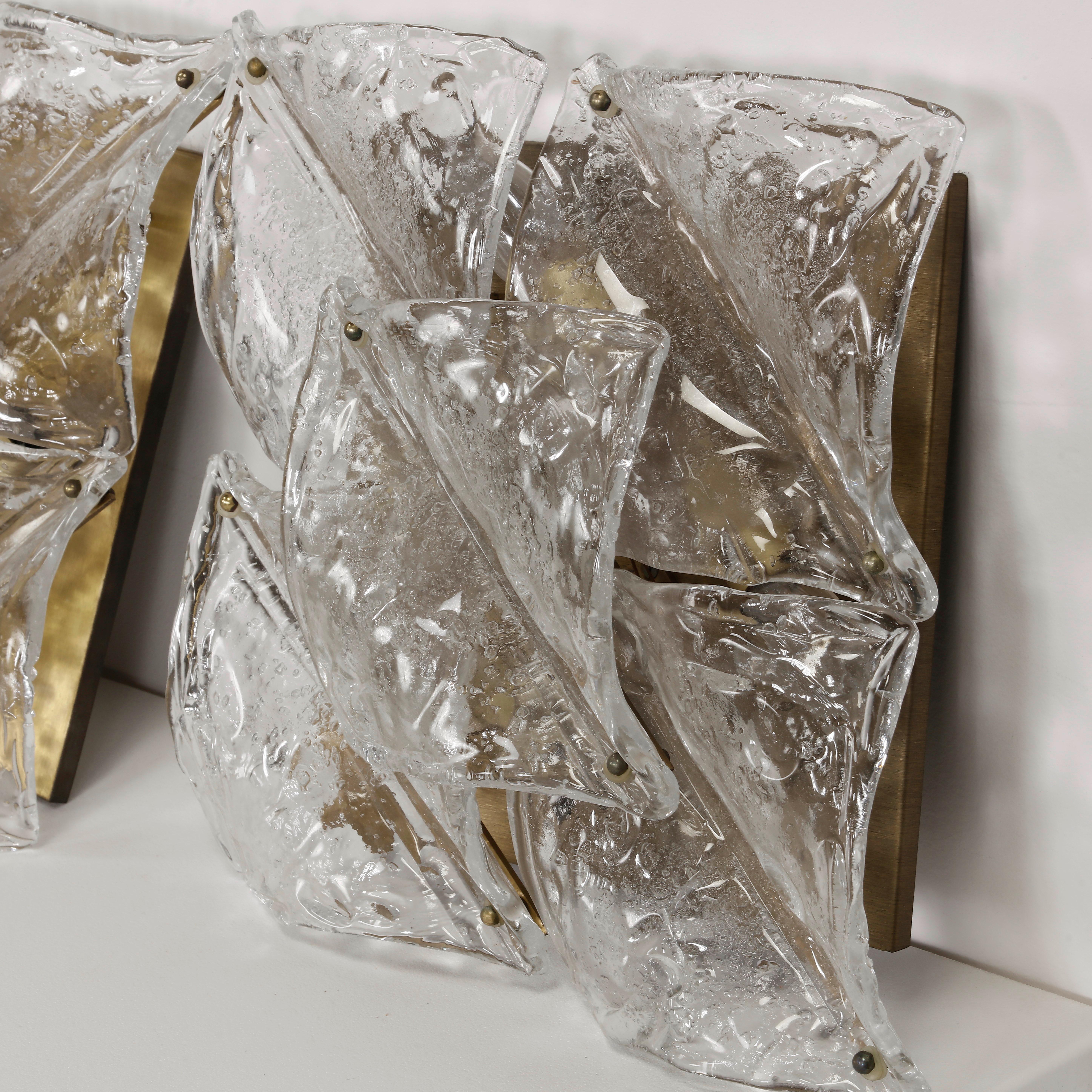 Mid-Century Modern Pair of Large Murano Glass Sconces, 1970s For Sale