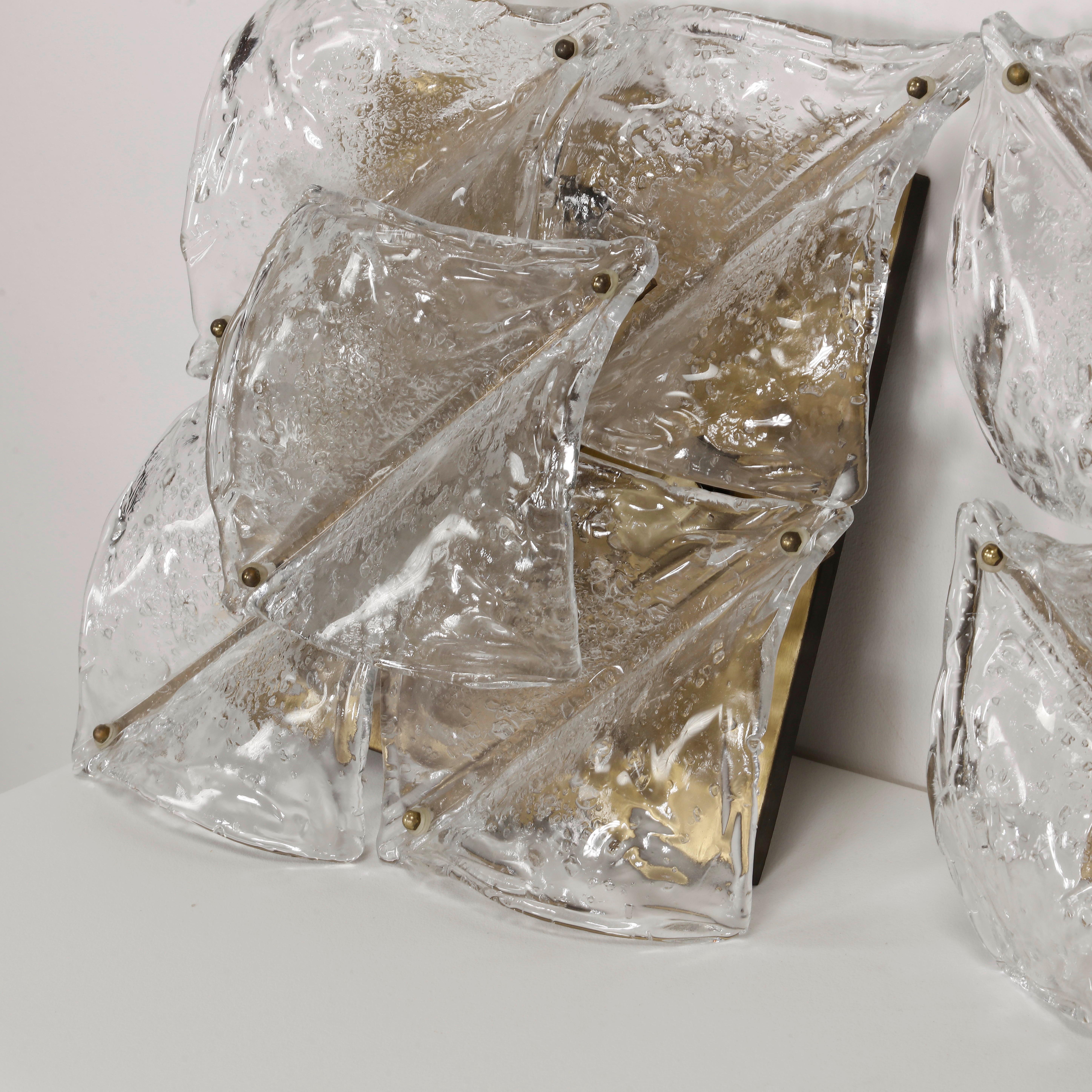 Italian Pair of Large Murano Glass Sconces, 1970s For Sale