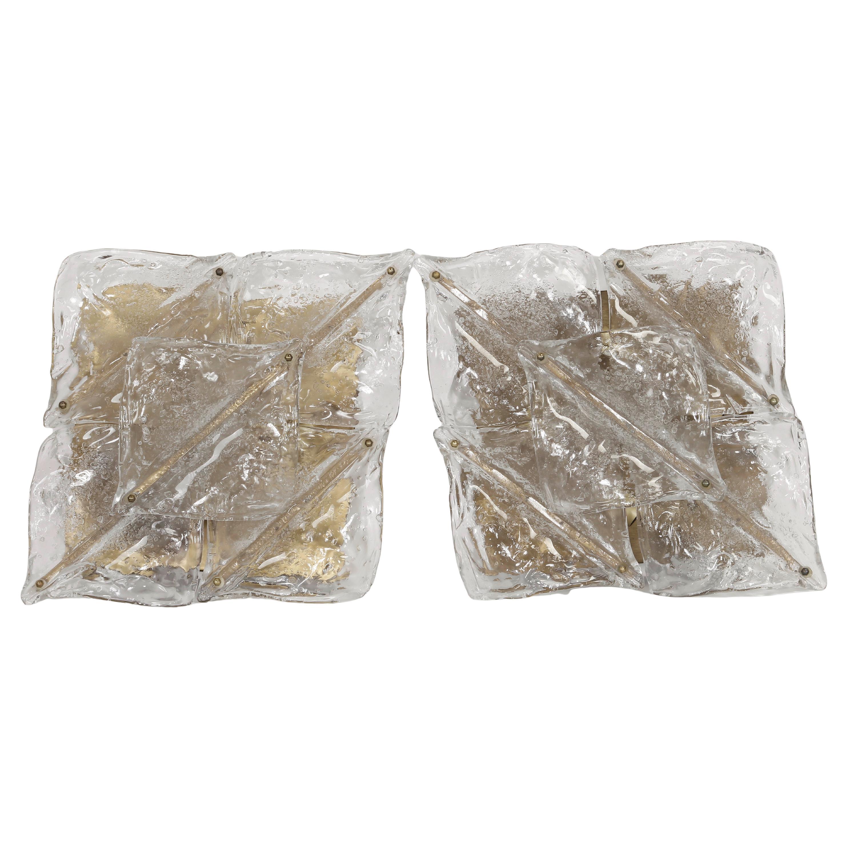 Pair of Large Murano Glass Sconces, 1970s