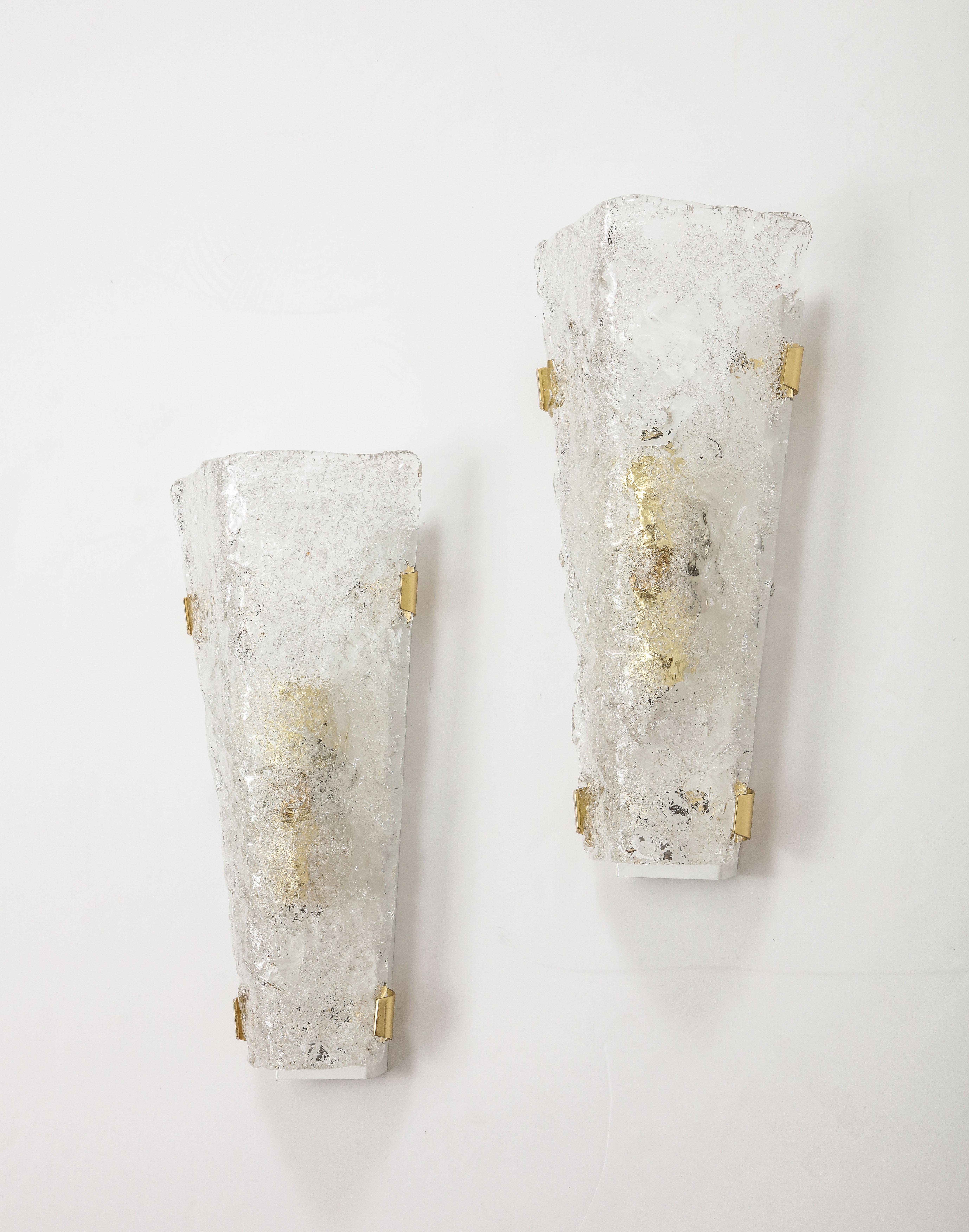 Mid-20th Century Pair of Large Murano Glass Sconces by Hillebrand For Sale