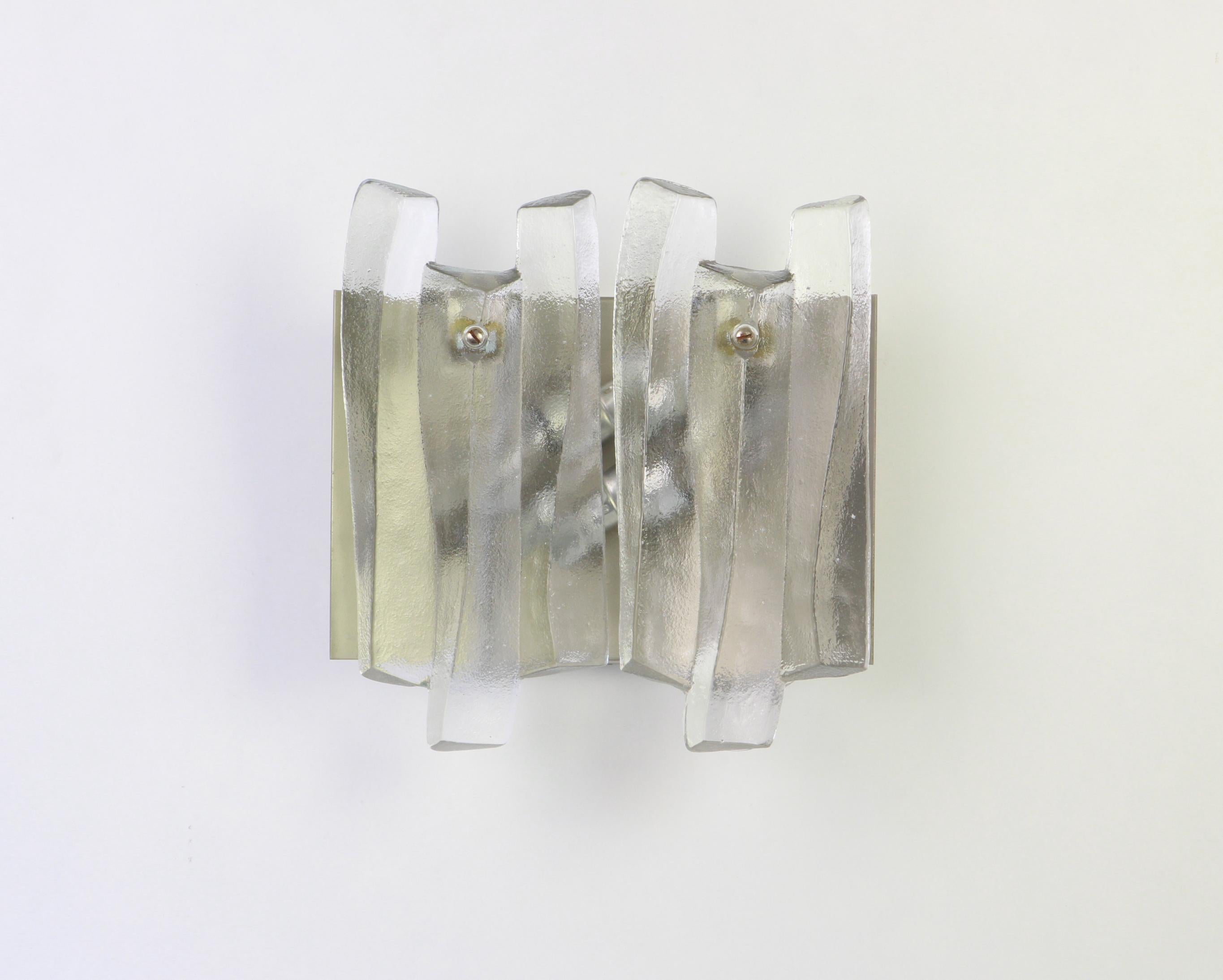 Mid-Century Modern Pair of Large Murano Glass Sconces by Kalmar 'Fuente', Austria, 1960s For Sale
