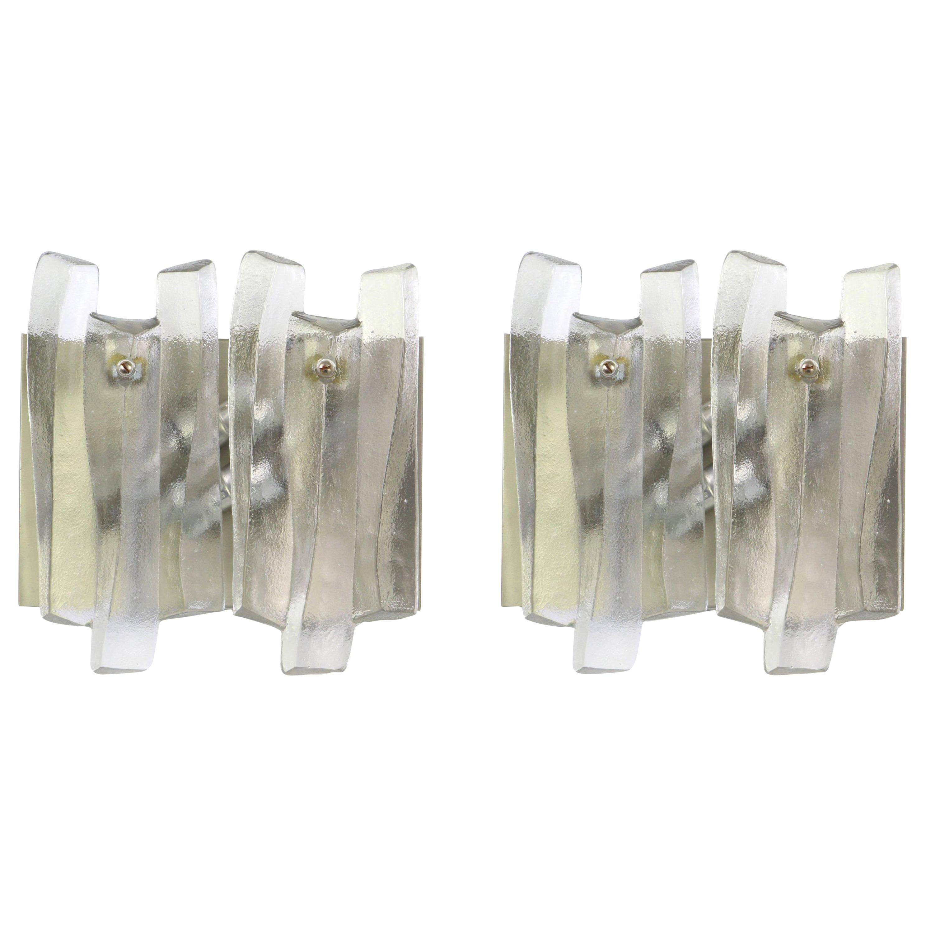 Pair of Large Murano Glass Sconces by Kalmar 'Fuente', Austria, 1960s