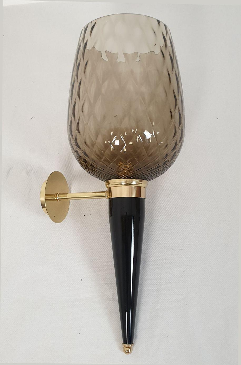 Mid-Century Modern Paire de grandes appliques en verre de Murano, Italie en vente