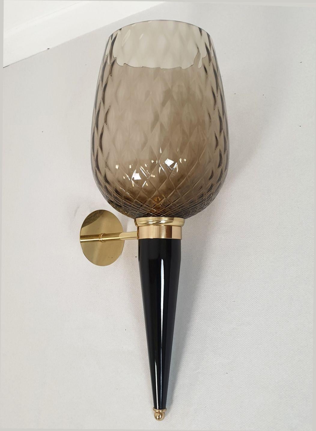italien Paire de grandes appliques en verre de Murano, Italie en vente