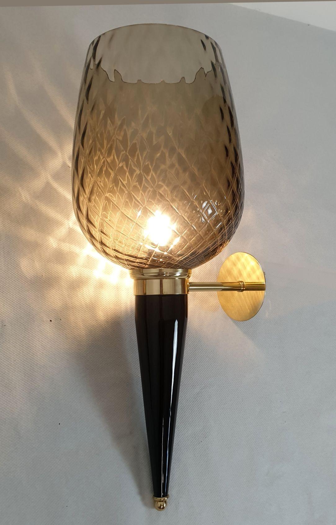 Fin du 20e siècle Paire de grandes appliques en verre de Murano, Italie en vente