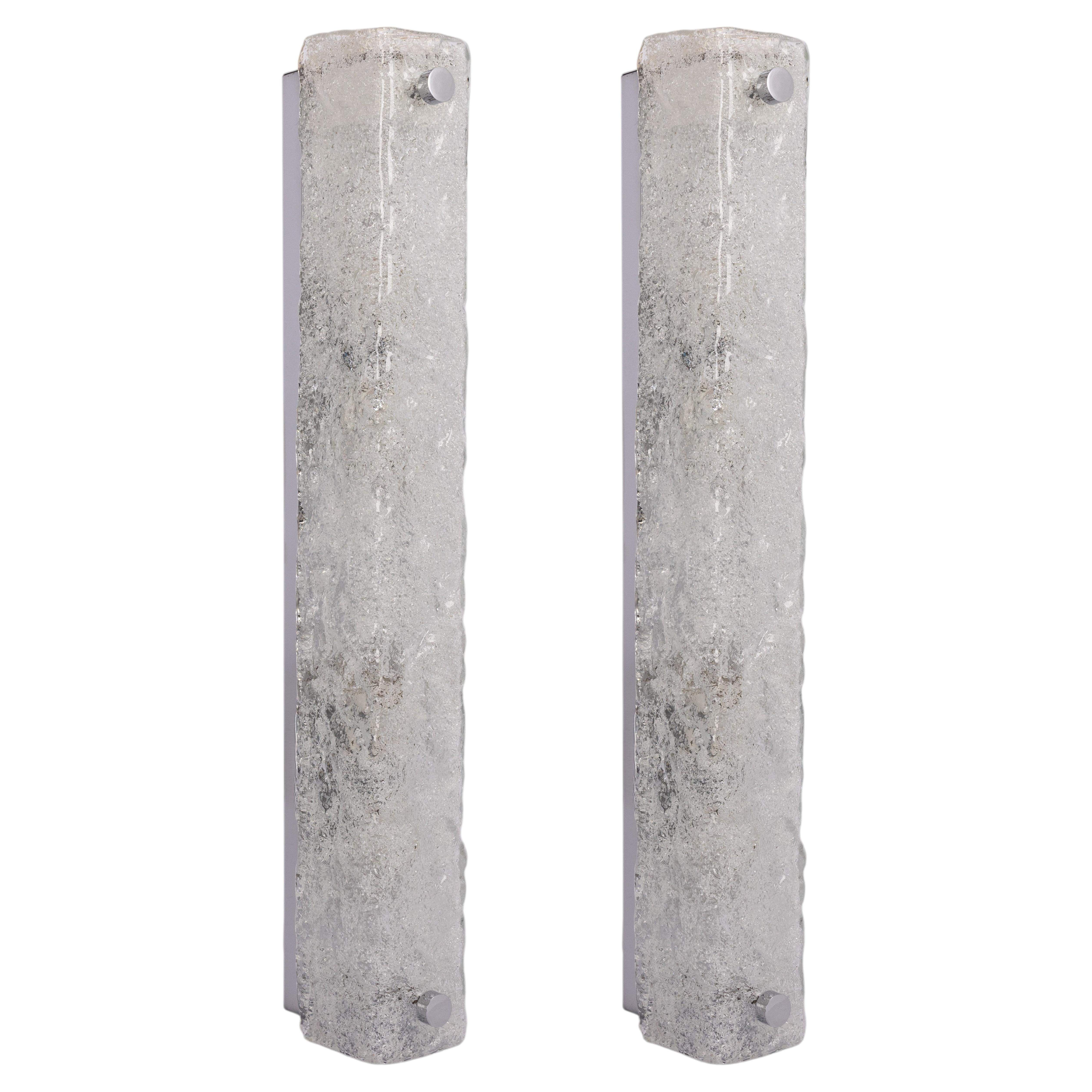 Pair of Large Murano Glass Sconces Modernist Wall lights, Germany, 1960s