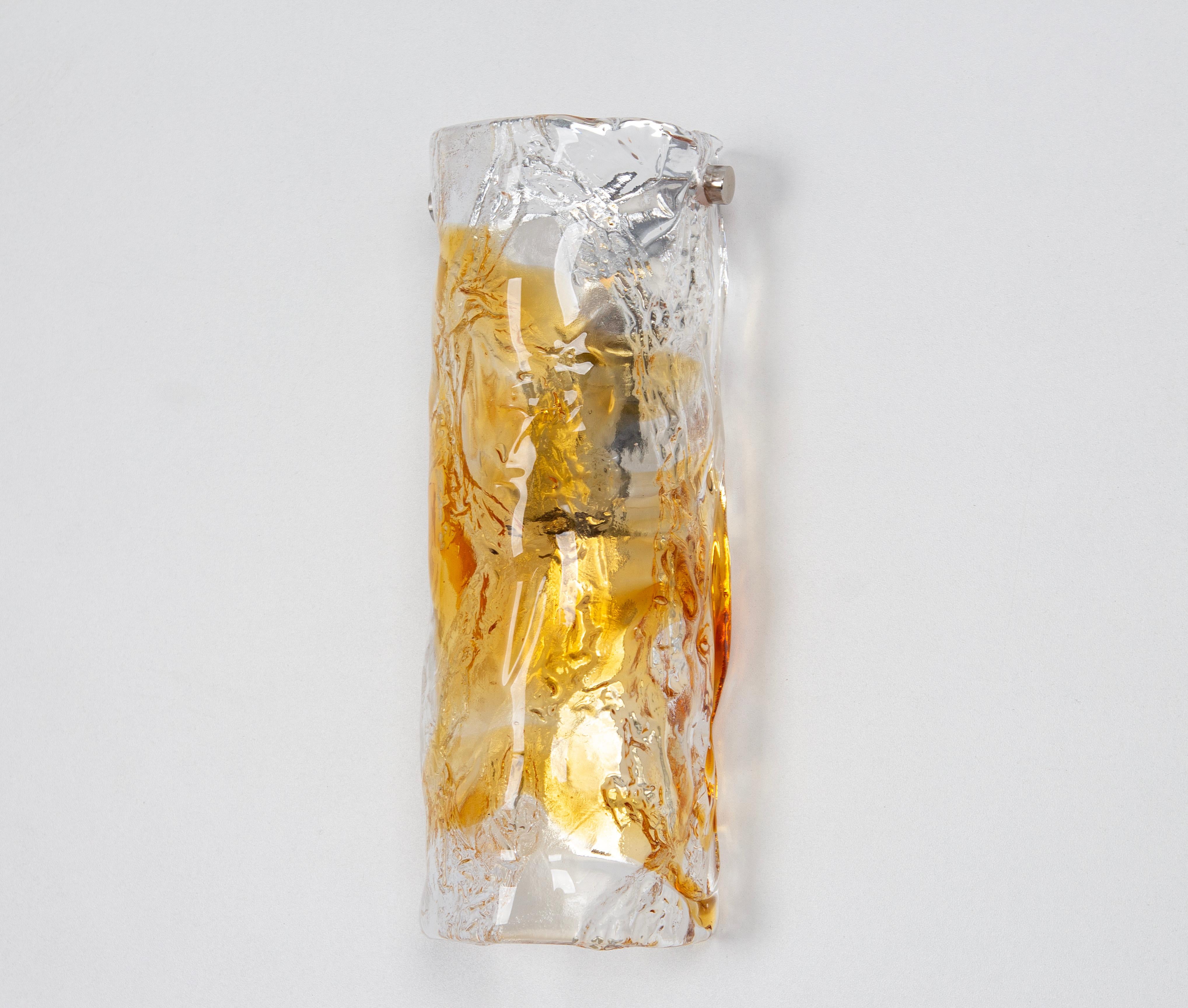 Mid-Century Modern Pair of Large Murano Glass Sconces Wall Lights, Italy, 1970s For Sale