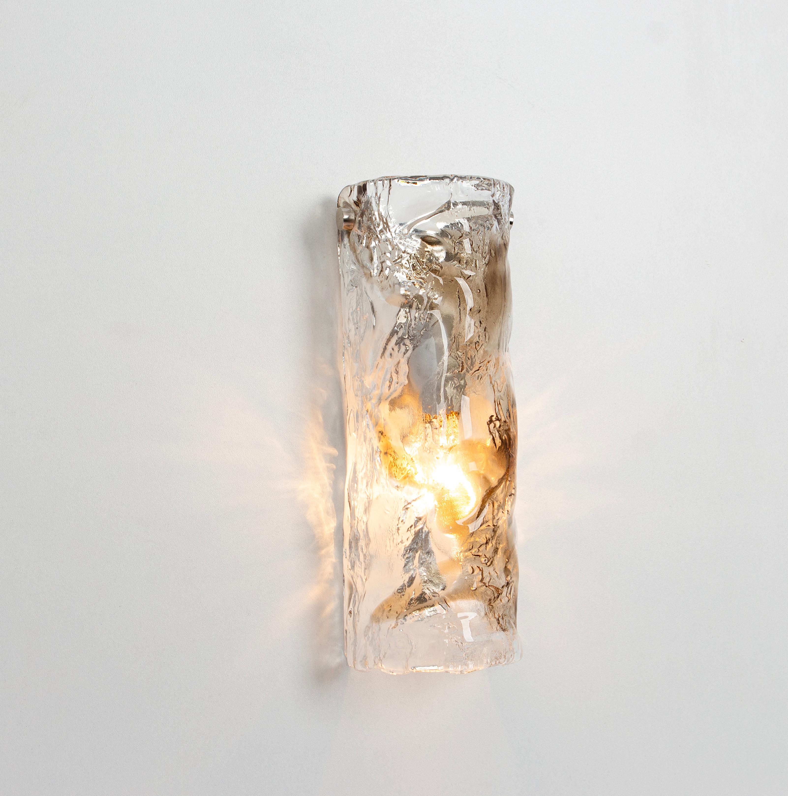 Italian Pair of Large Murano Glass Sconces Wall Lights, Italy, 1970s