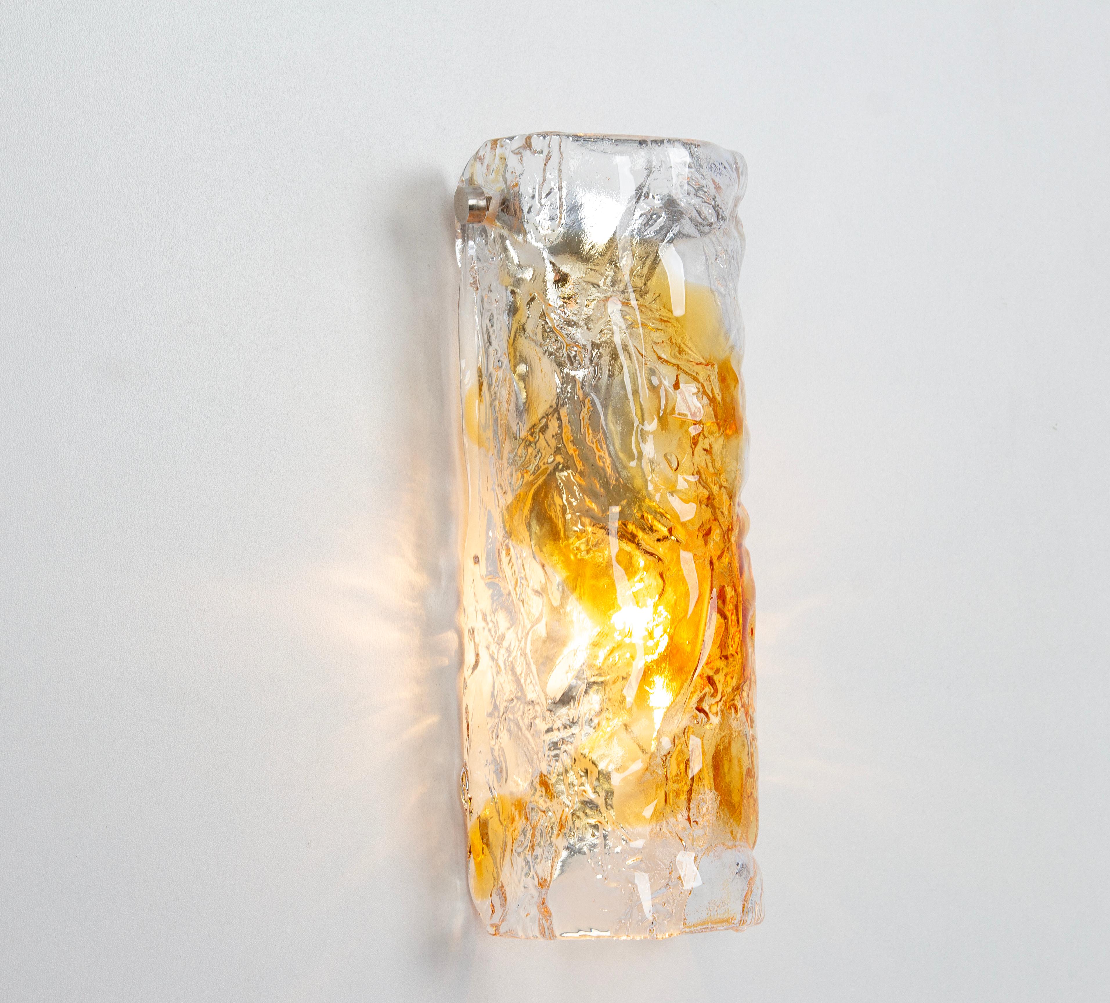 Italian Pair of Large Murano Glass Sconces Wall Lights, Italy, 1970s For Sale