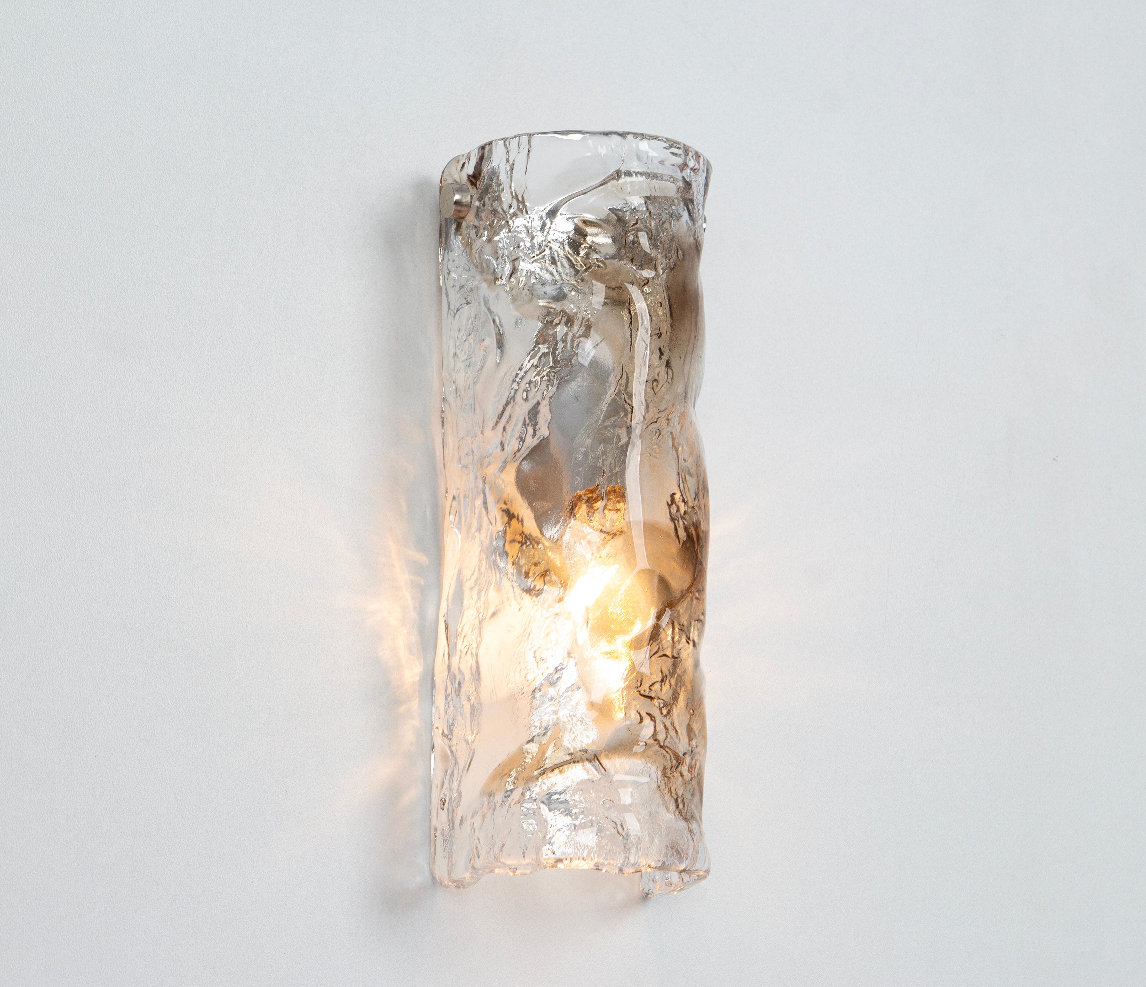 Late 20th Century Pair of Large Murano Glass Sconces Wall Lights, Italy, 1970s