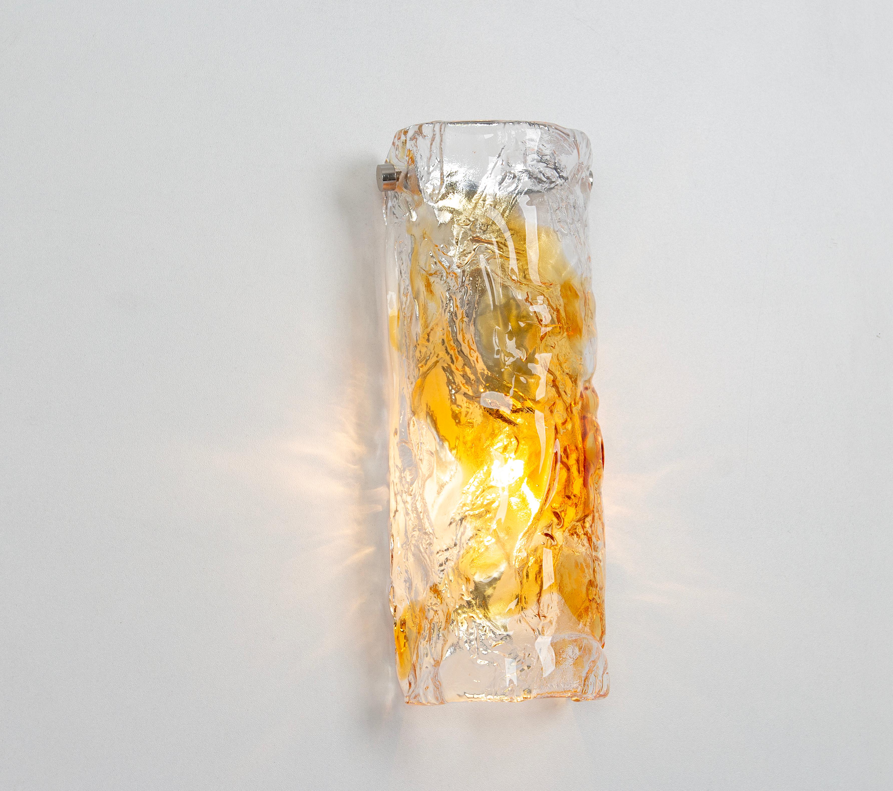 Late 20th Century Pair of Large Murano Glass Sconces Wall Lights, Italy, 1970s For Sale