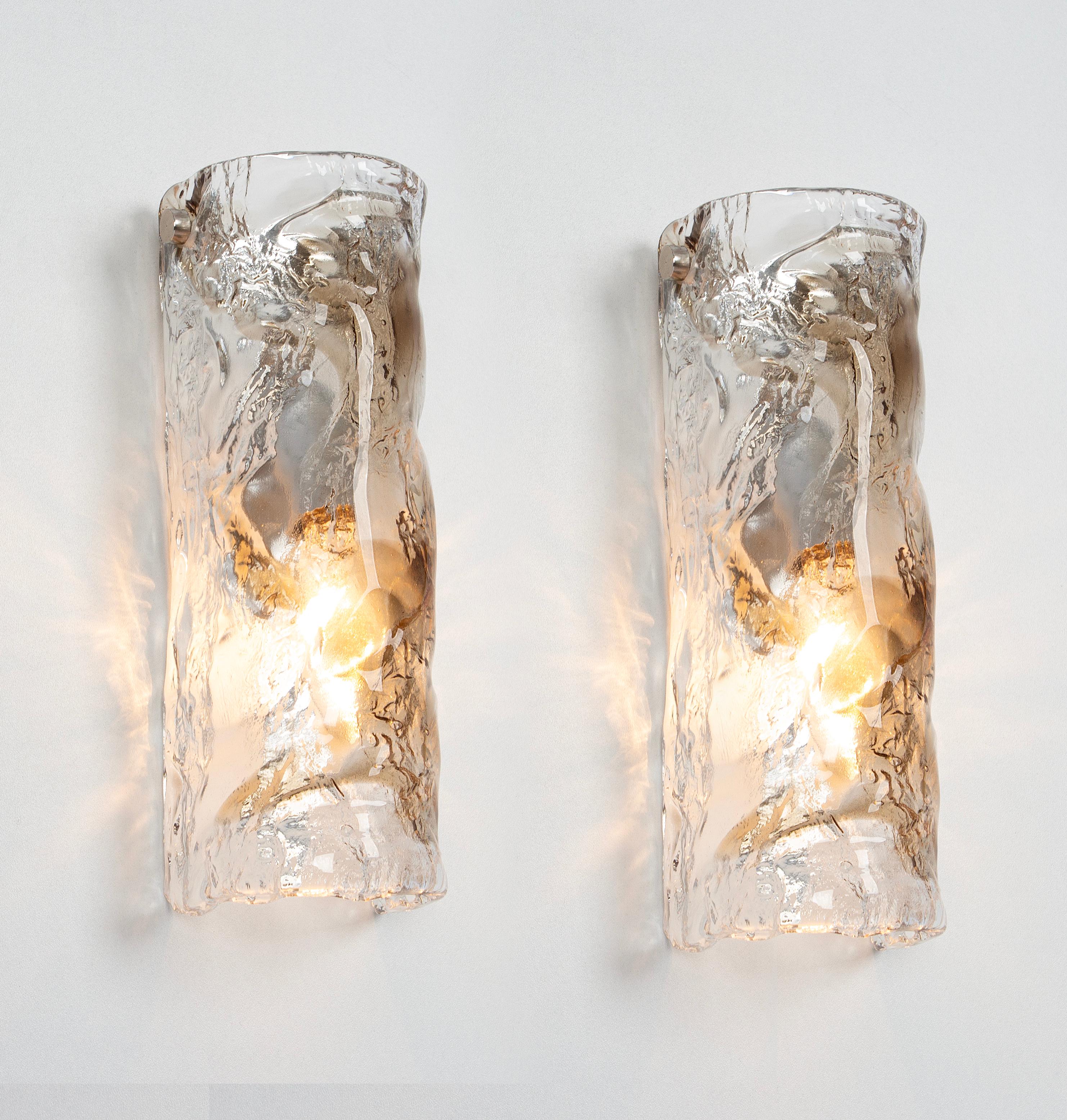Pair of Large Murano Glass Sconces Wall Lights, Italy, 1970s 3