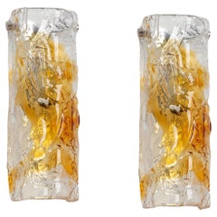 Paire de grandes appliques en verre de Murano, Italie, années 1970