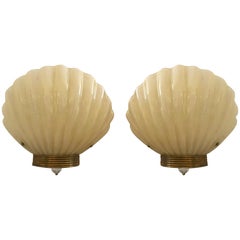 Pair of Large Murano Glass Sea Shell Wall Lights