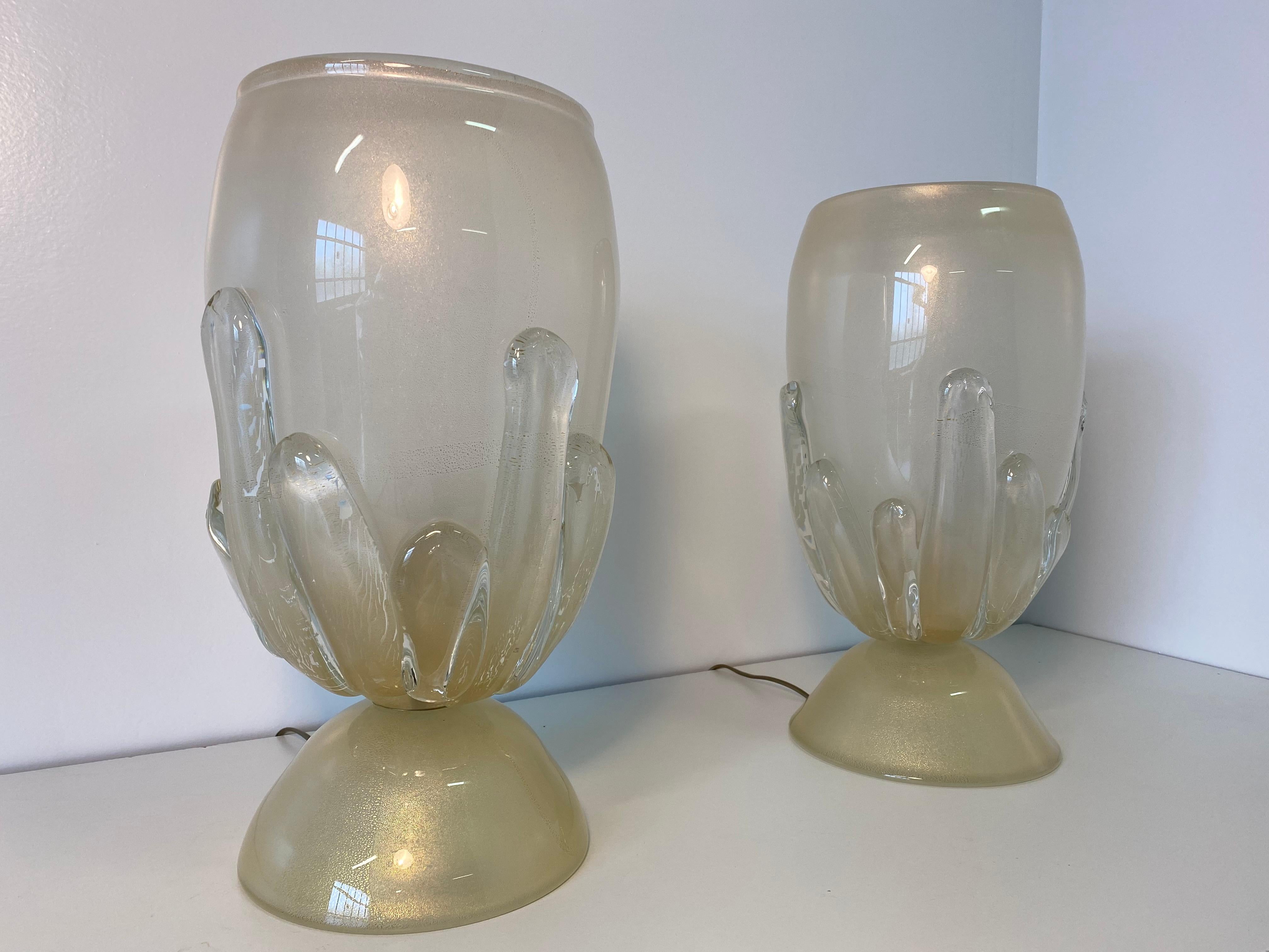 Pair of Large Murano Glass Table Lamps, Italy 4
