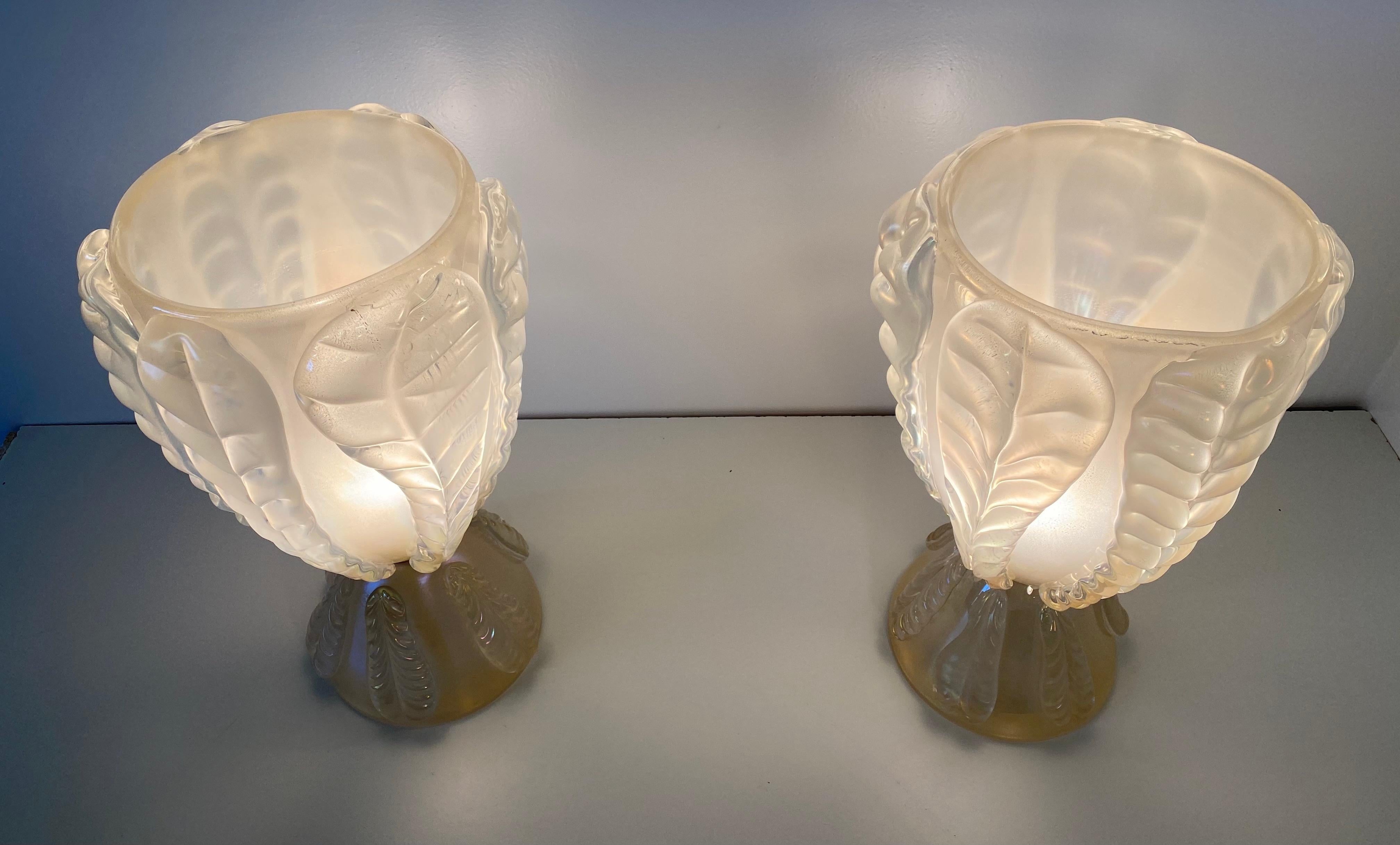 Art Deco Pair of Large Murano Glass Table Lamps, Italy