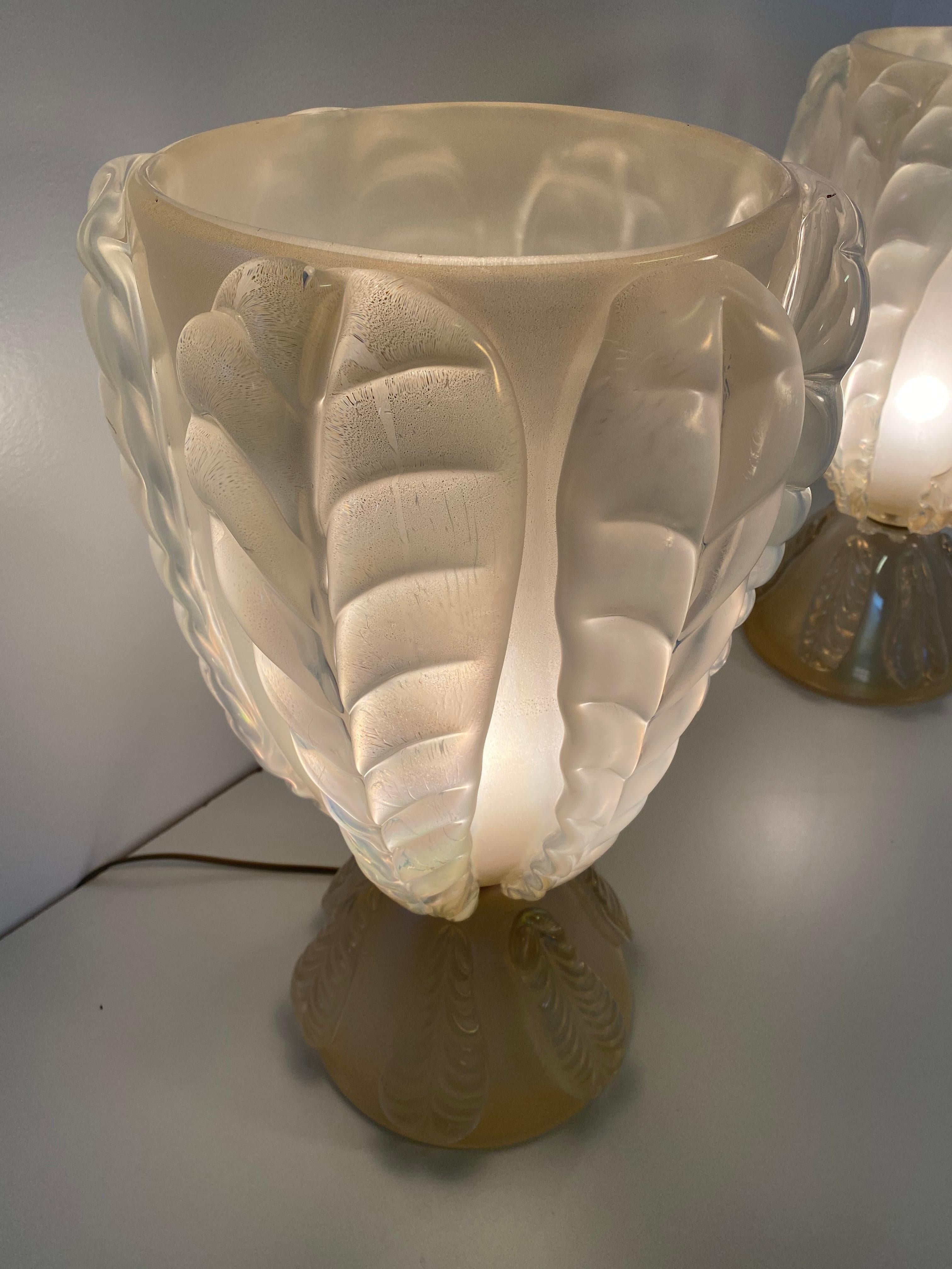 Italian Pair of Large Murano Glass Table Lamps, Italy