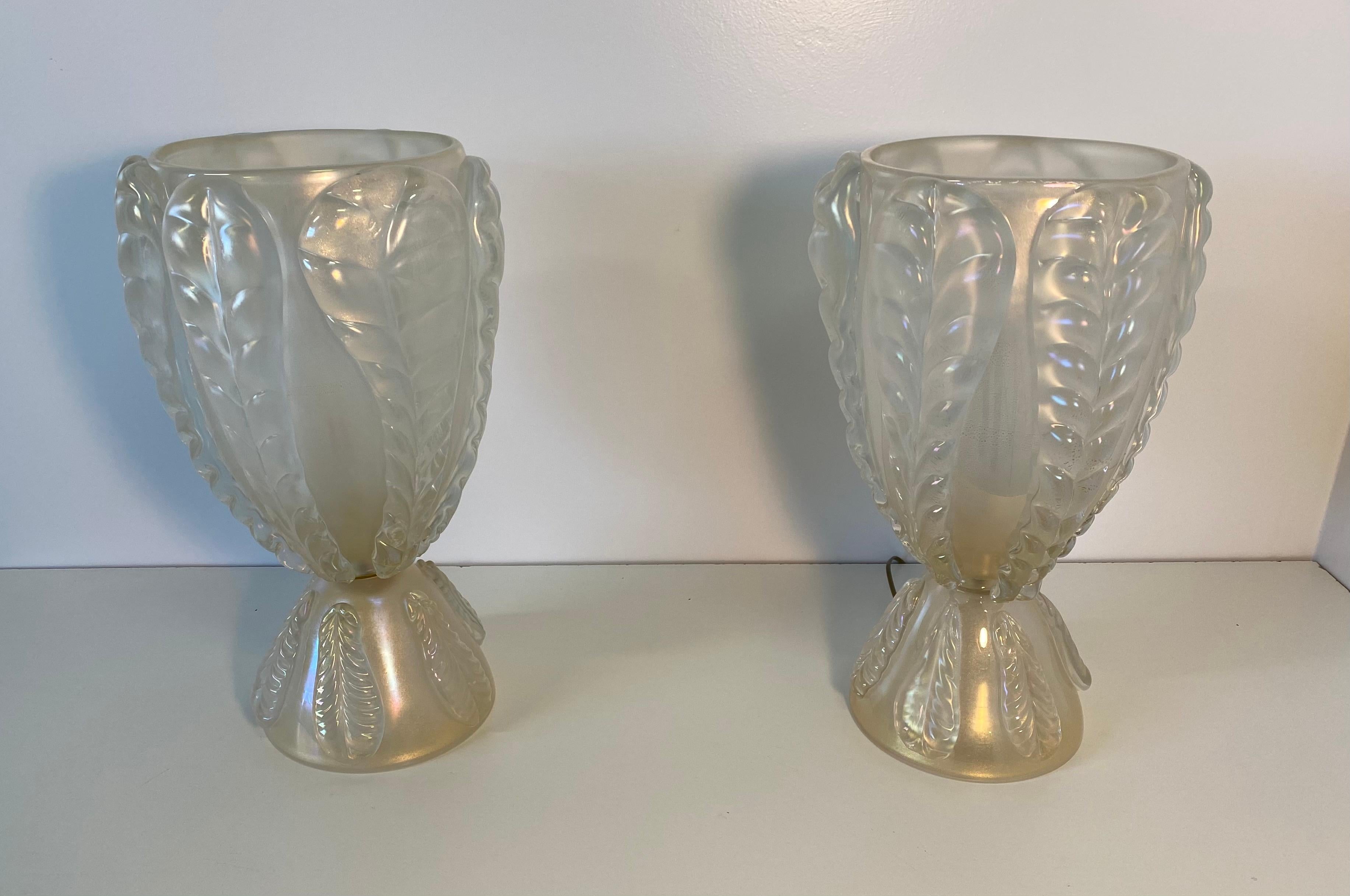 Pair of Large Murano Glass Table Lamps, Italy In Good Condition In Meda, MB