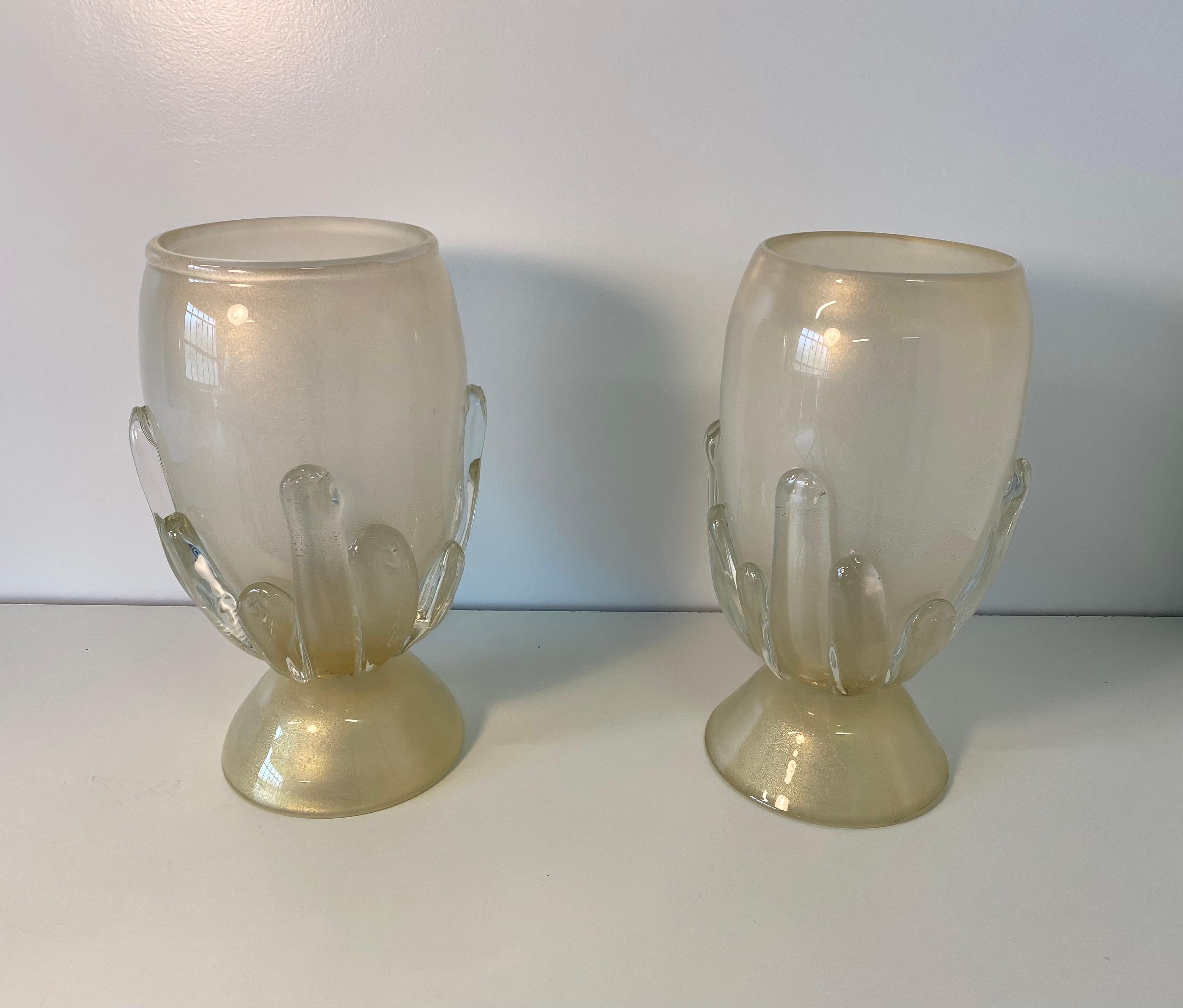 Contemporary Pair of Large Murano Glass Table Lamps, Italy