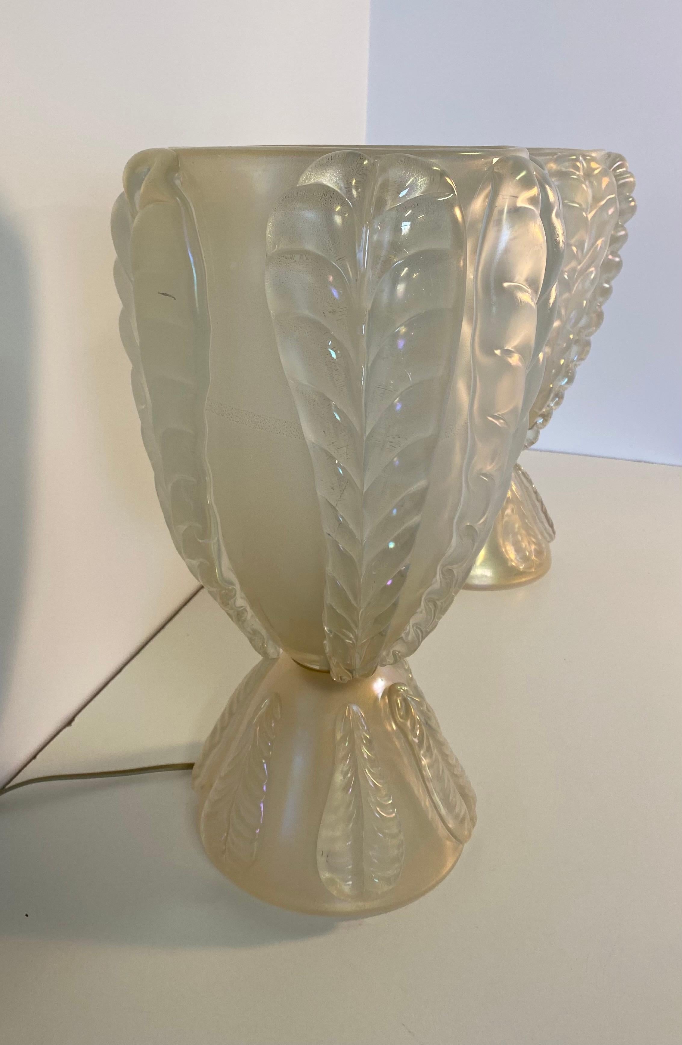 Pair of Large Murano Glass Table Lamps, Italy 1