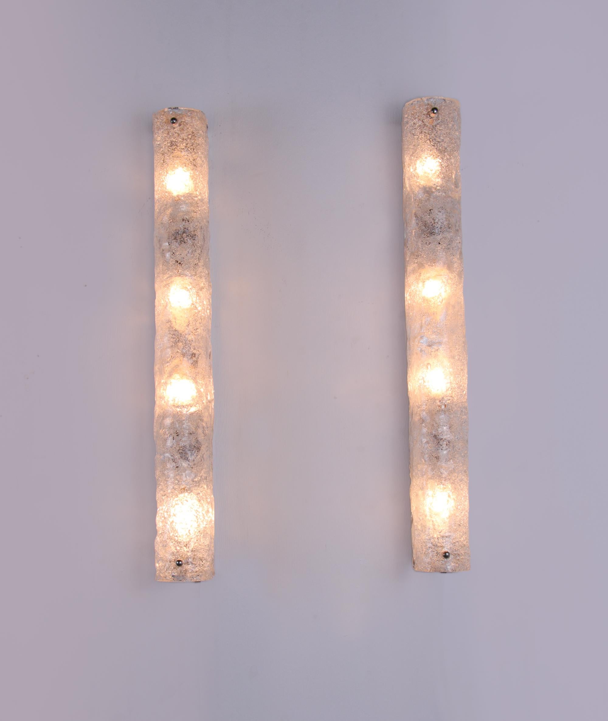 Pair of Large Murano Glass Wall Light Mirror Sconces by Hillebrand, Germany 1960 2